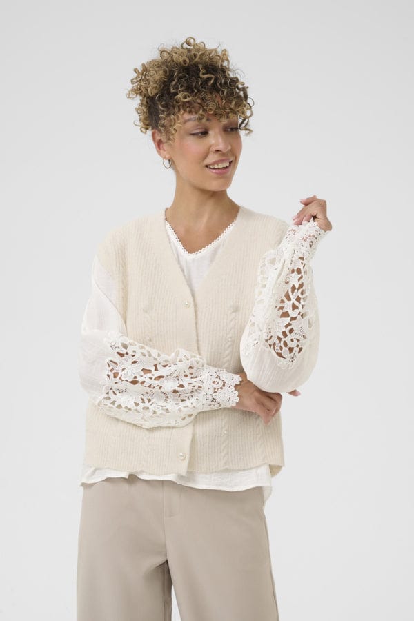 CREAM Pearl Buttoned Waistcoat