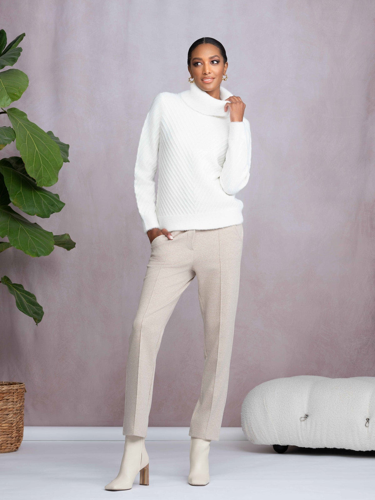 Alison Sheri Elasticated Micro Check Trouser