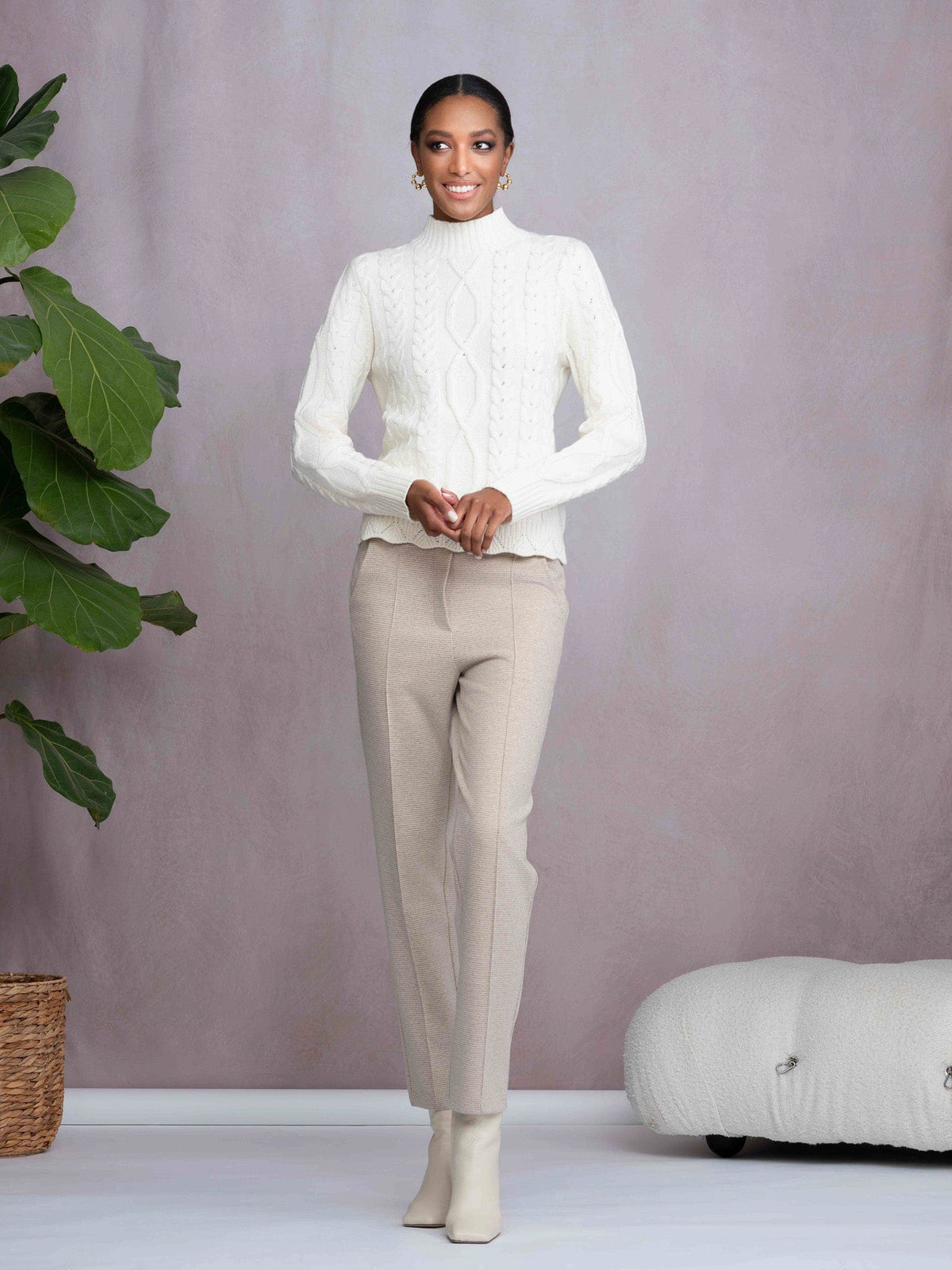 Alison Sheri Elasticated Micro Check Trouser