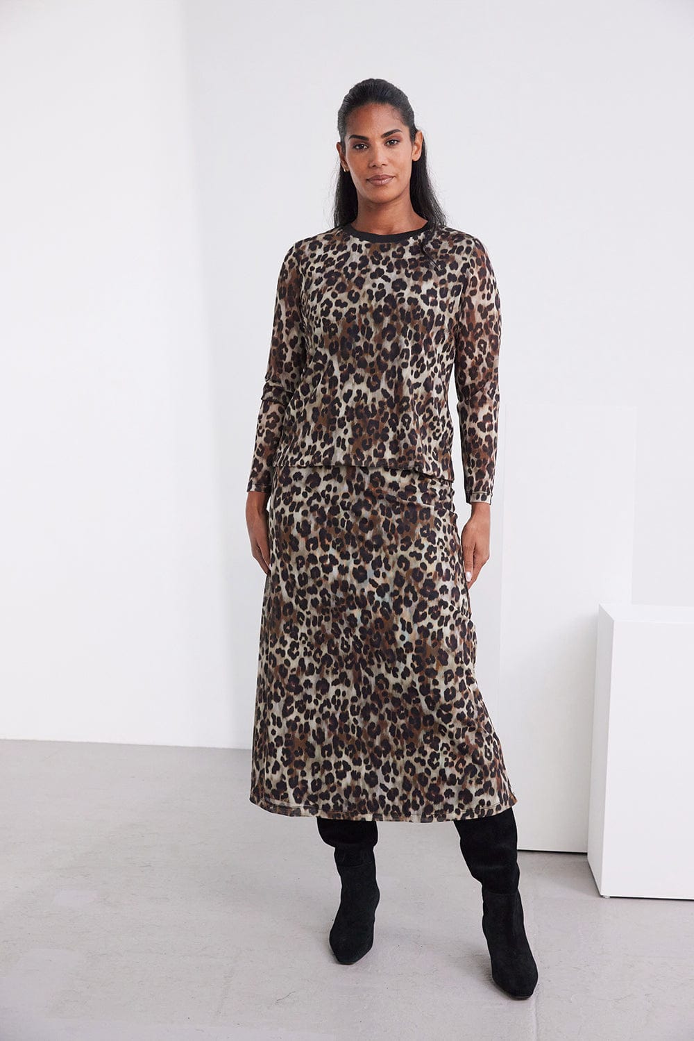 Kartner Mesh Animal Print Skirt
