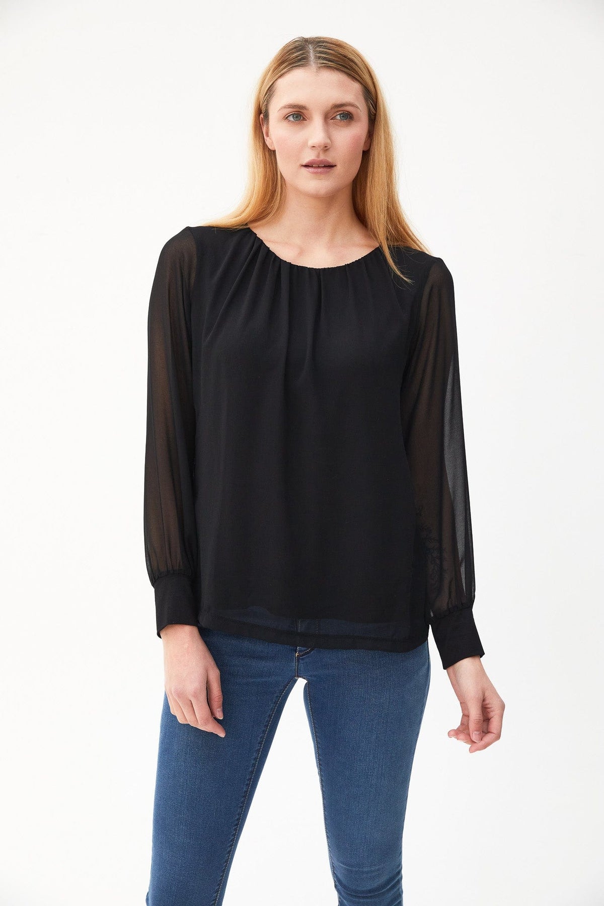 Kartner Mesh Balloon Sleeve Blouse