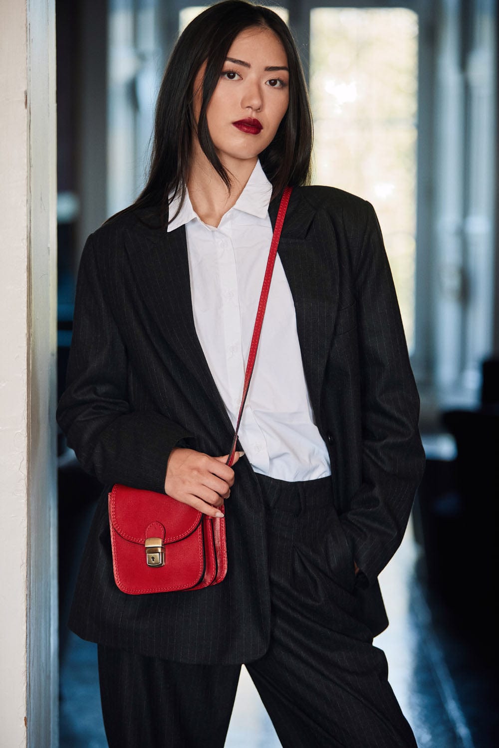 Leather Clasp Bag