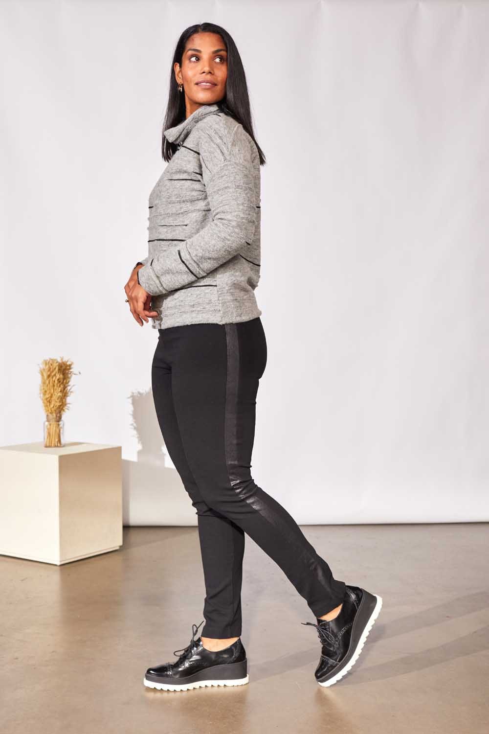 PERUZZI Pleather Side Stripe Trouser