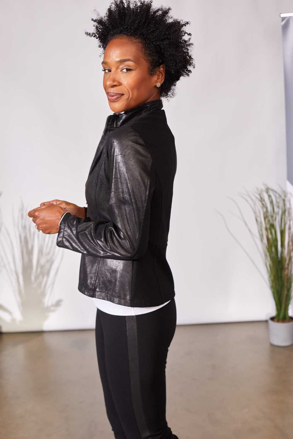 PERUZZI Pleather Side Stripe Trouser