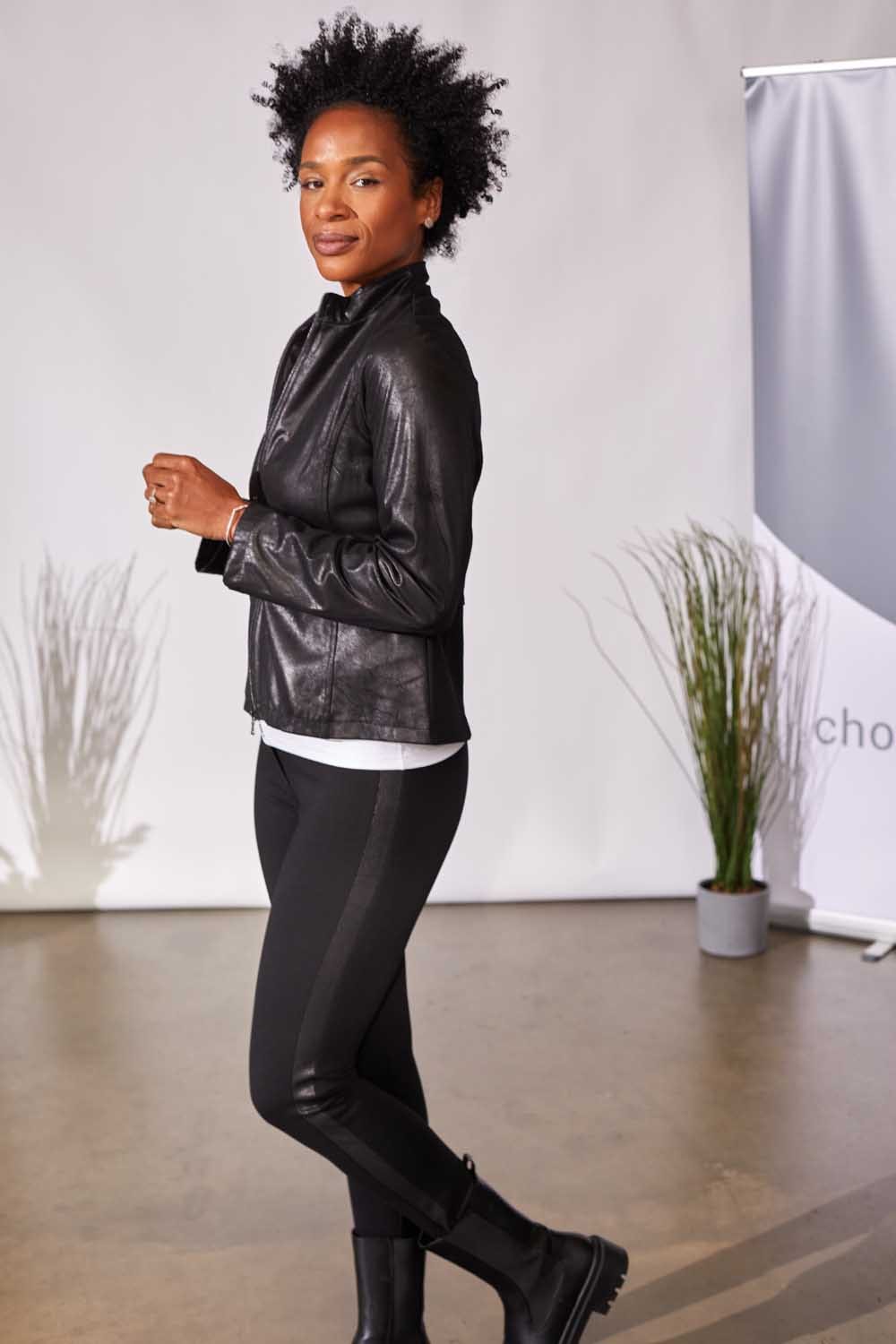 PERUZZI Pleather Side Stripe Trouser