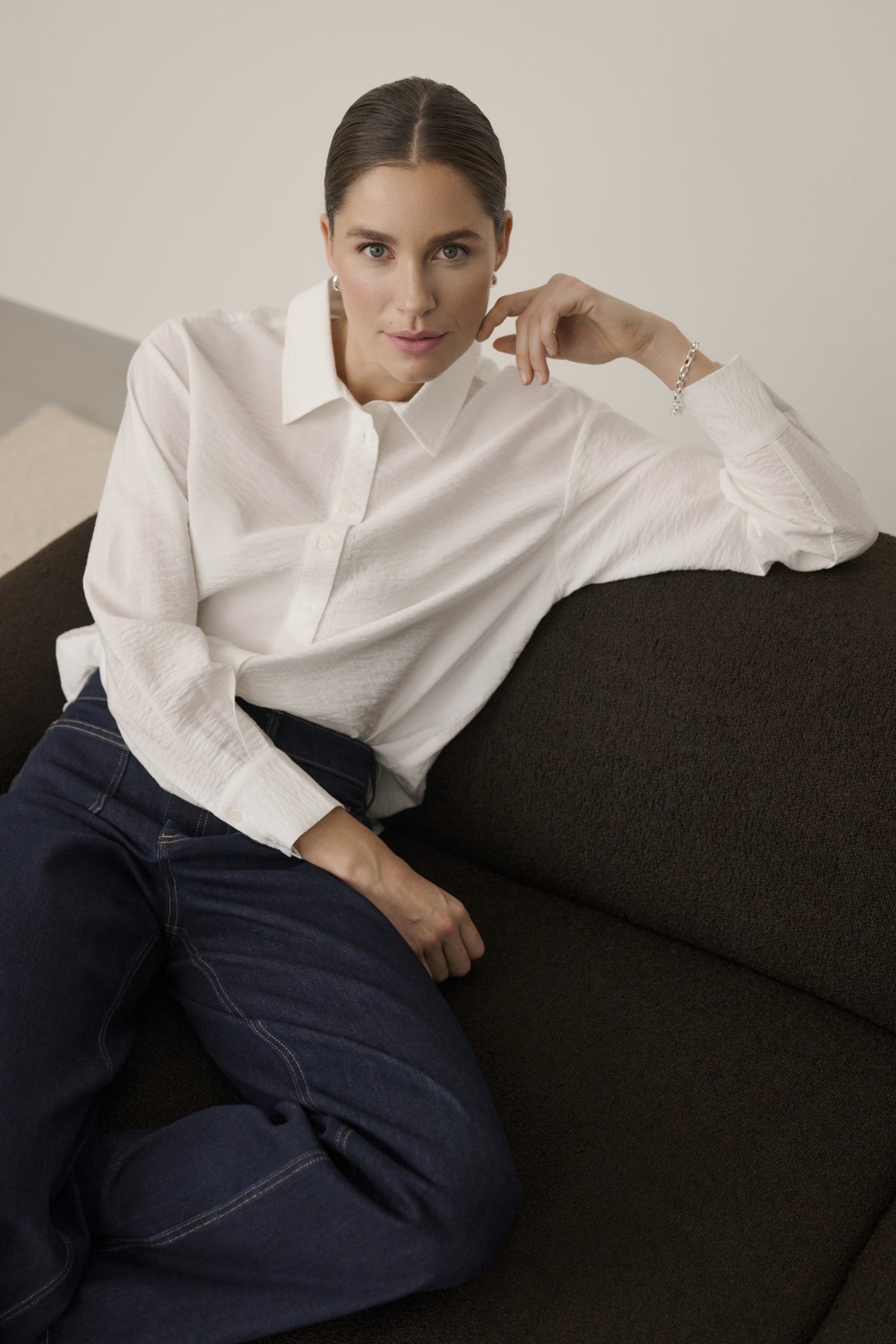 KAFFE detachable bow shirt