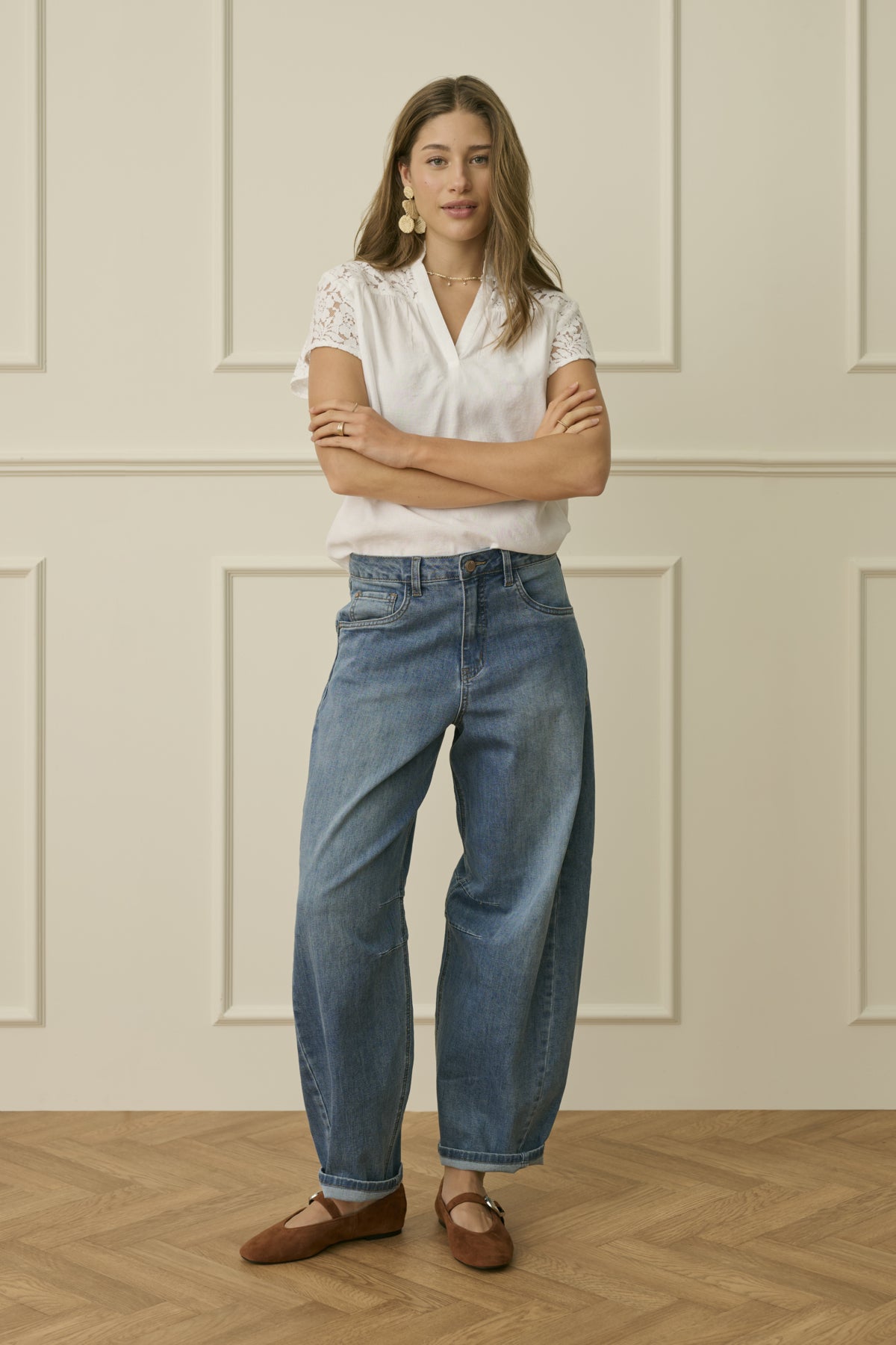 Cream Barrel Jean