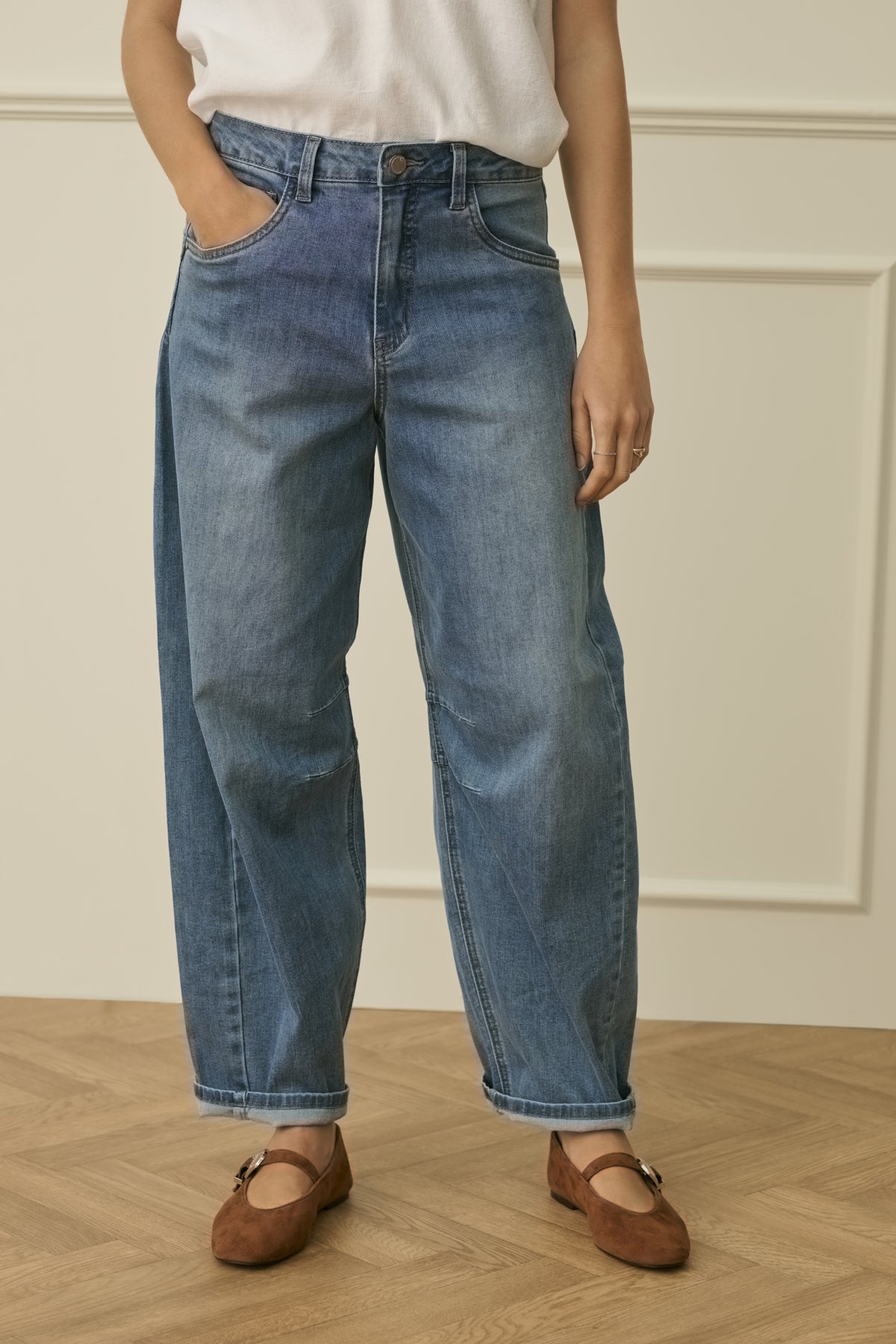 Cream Barrel Jean