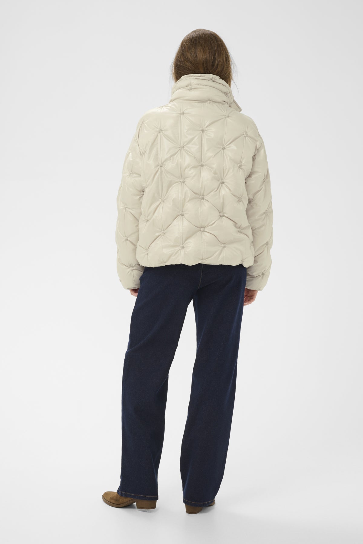 Cream Ruched Effect Jacket