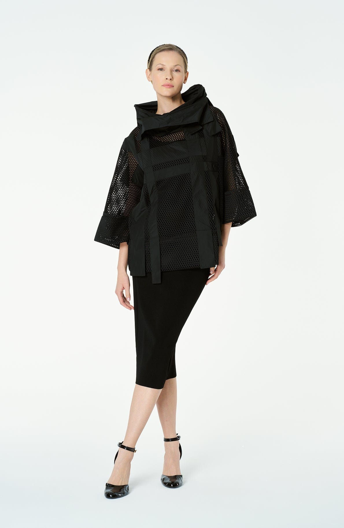 Bize Net Oversize Collar Top