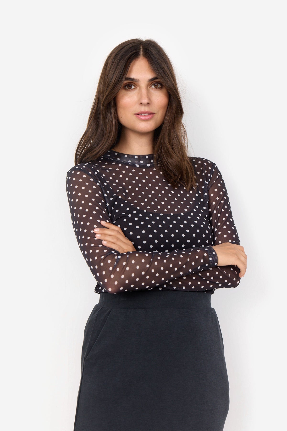 Soyaconcept Mesh Polka Dot Top