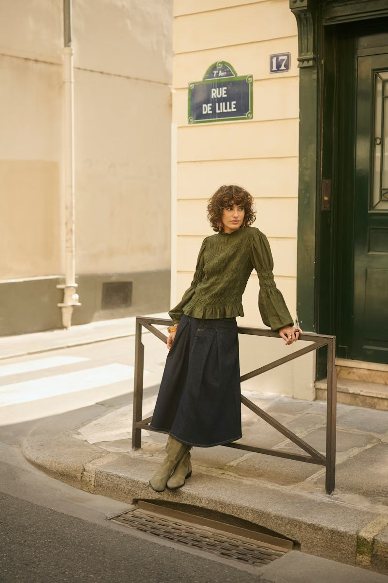 CREAM Smocked Blouse