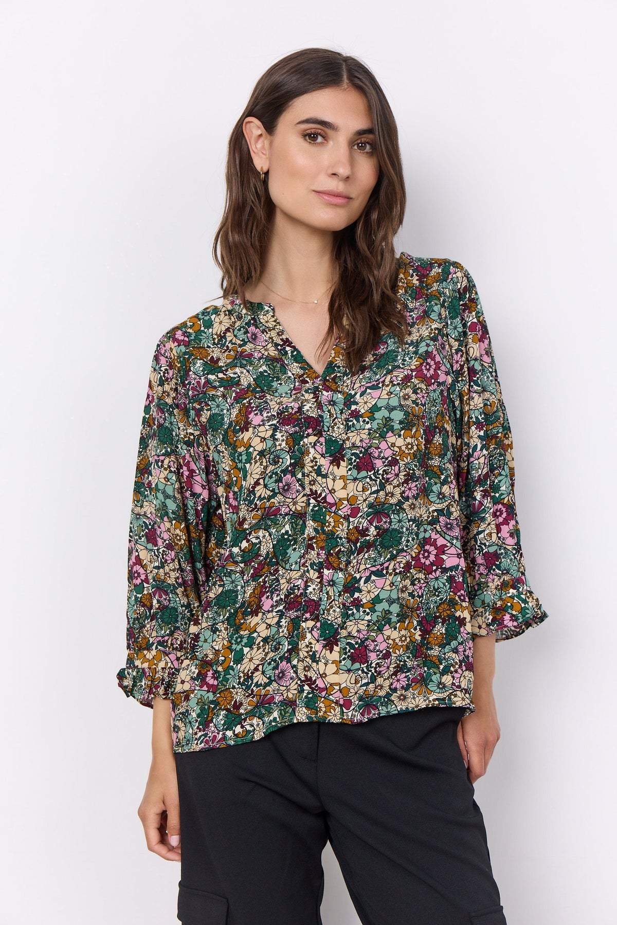 Soyaconcept Crepe Ruffle Cuff Blouse
