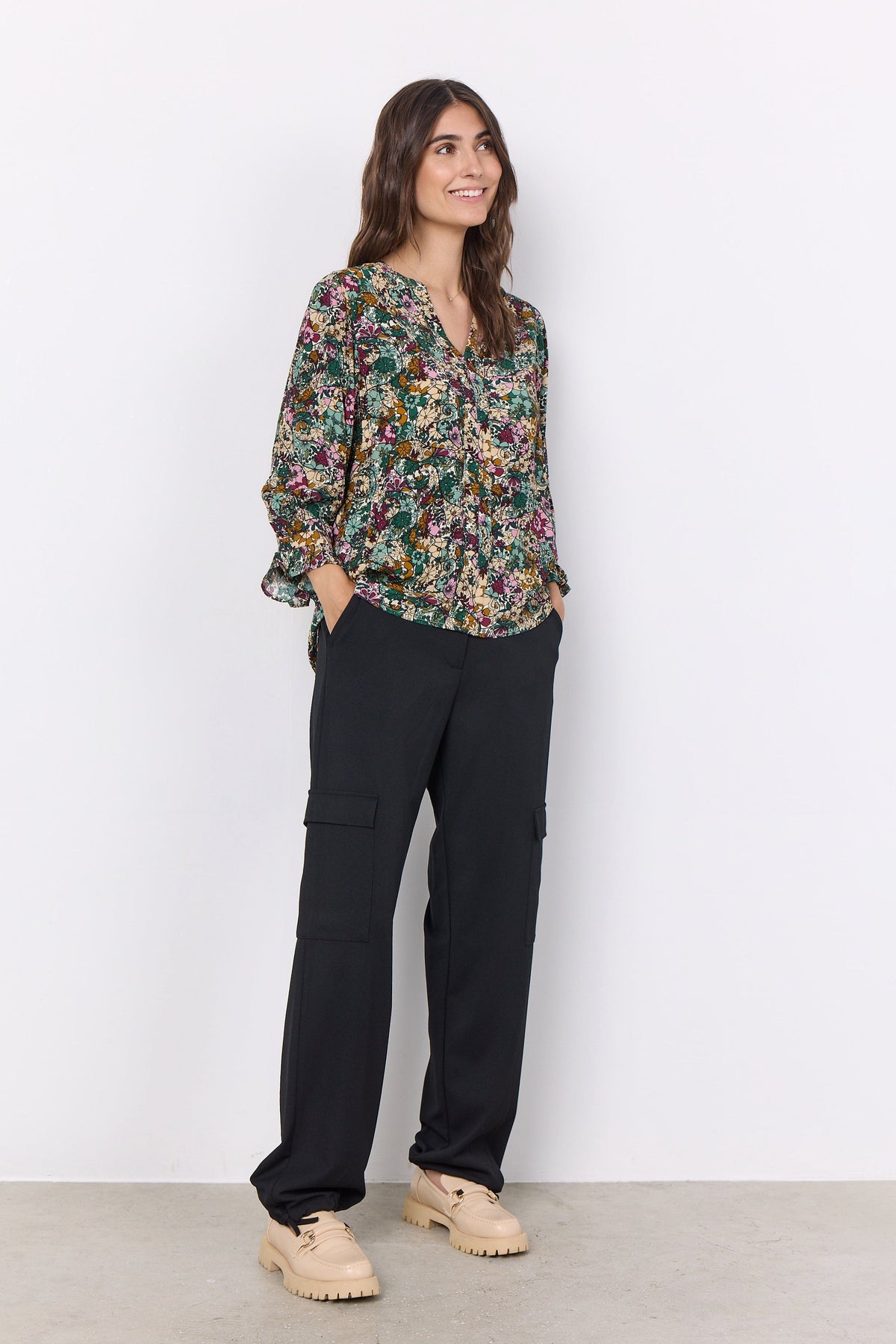 Soyaconcept Crepe Ruffle Cuff Blouse