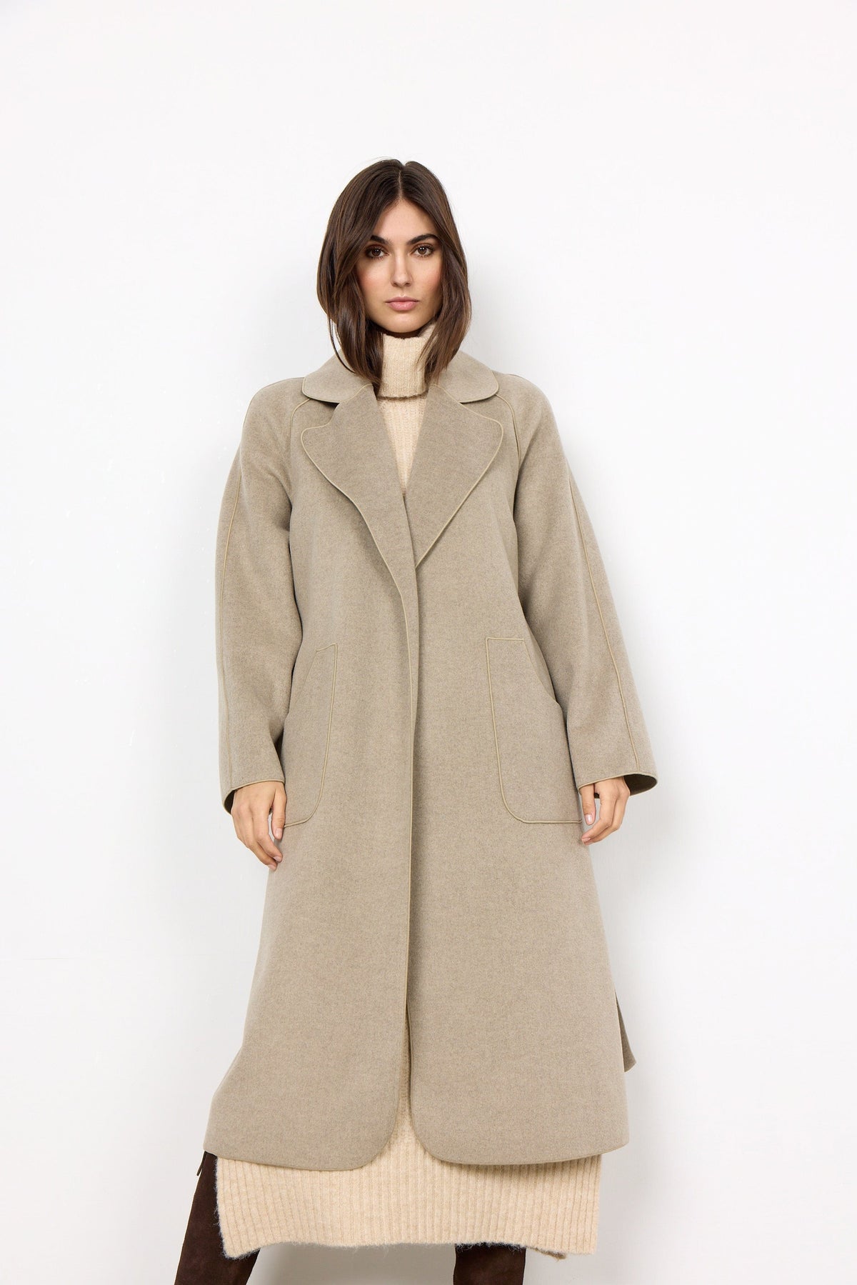 Soyaconcept Belted Felt Coat