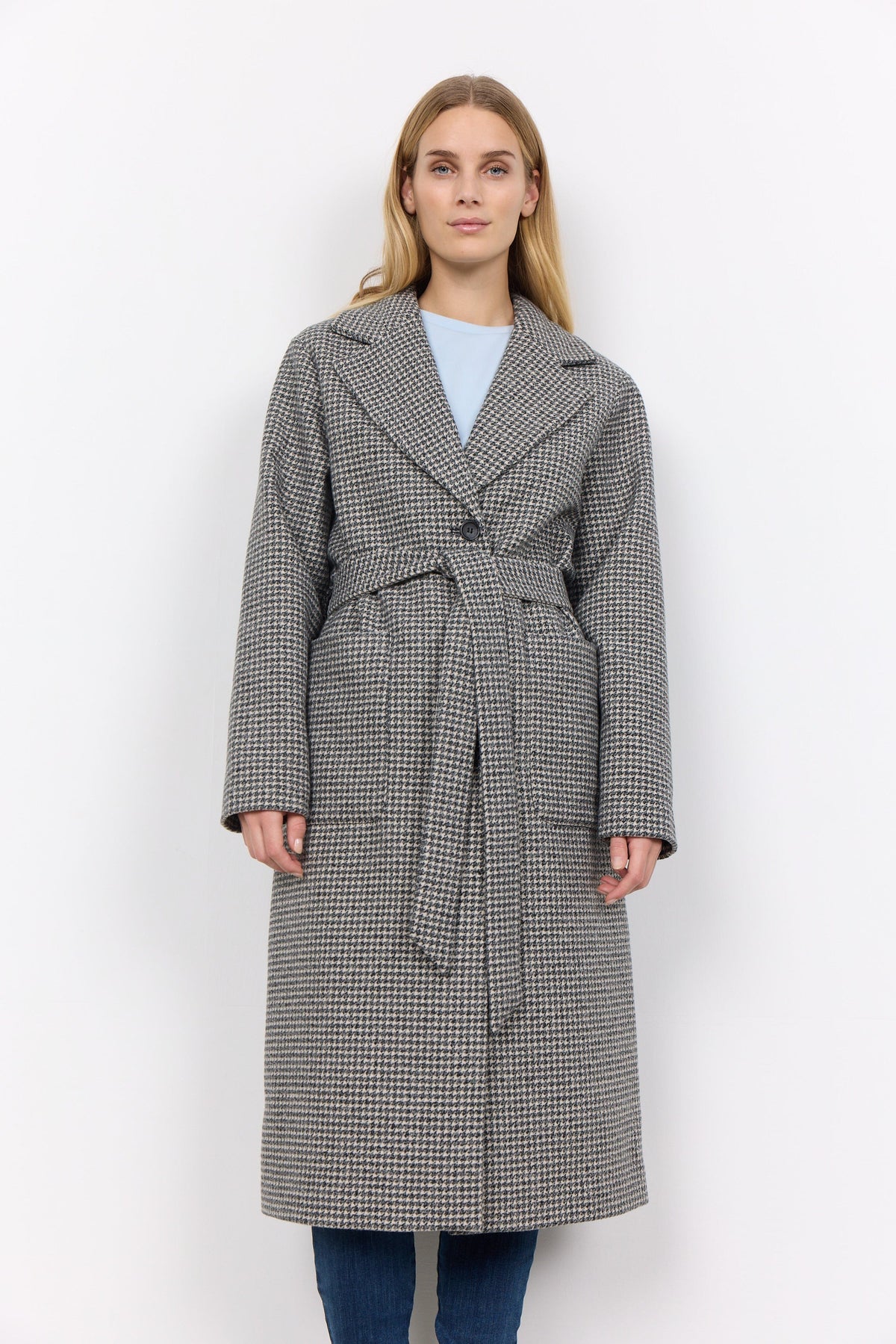 Soyaconcept Long Houndstooth Coat