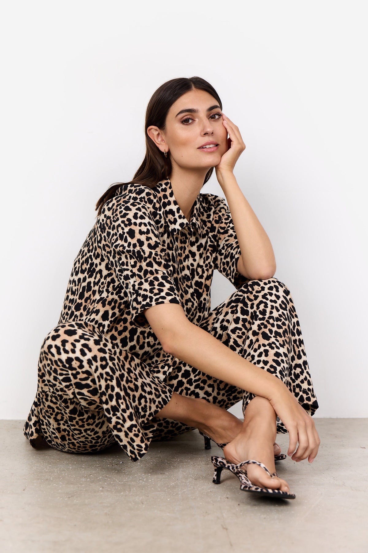 Soyaconcept Dipped Hem Animal Print Top