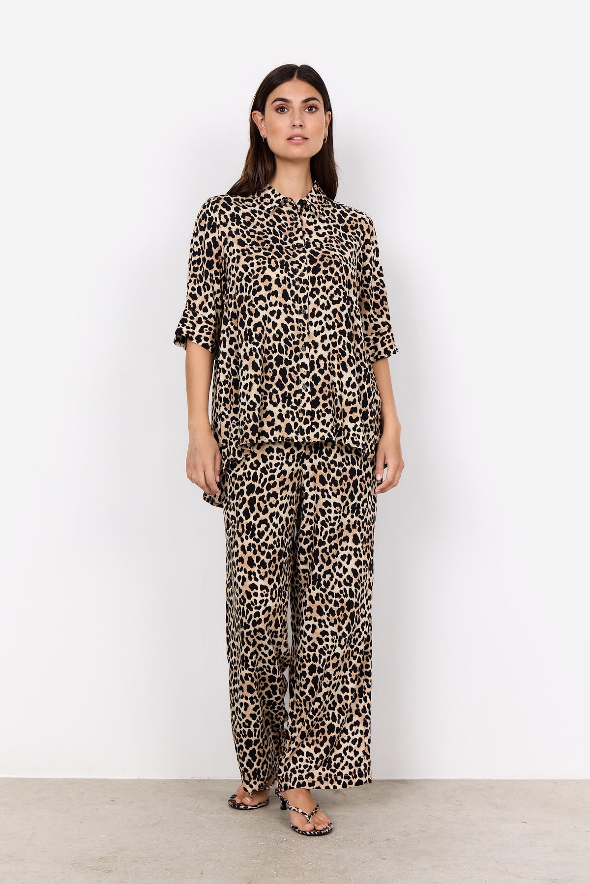 Soyaconcept Dipped Hem Animal Print Top