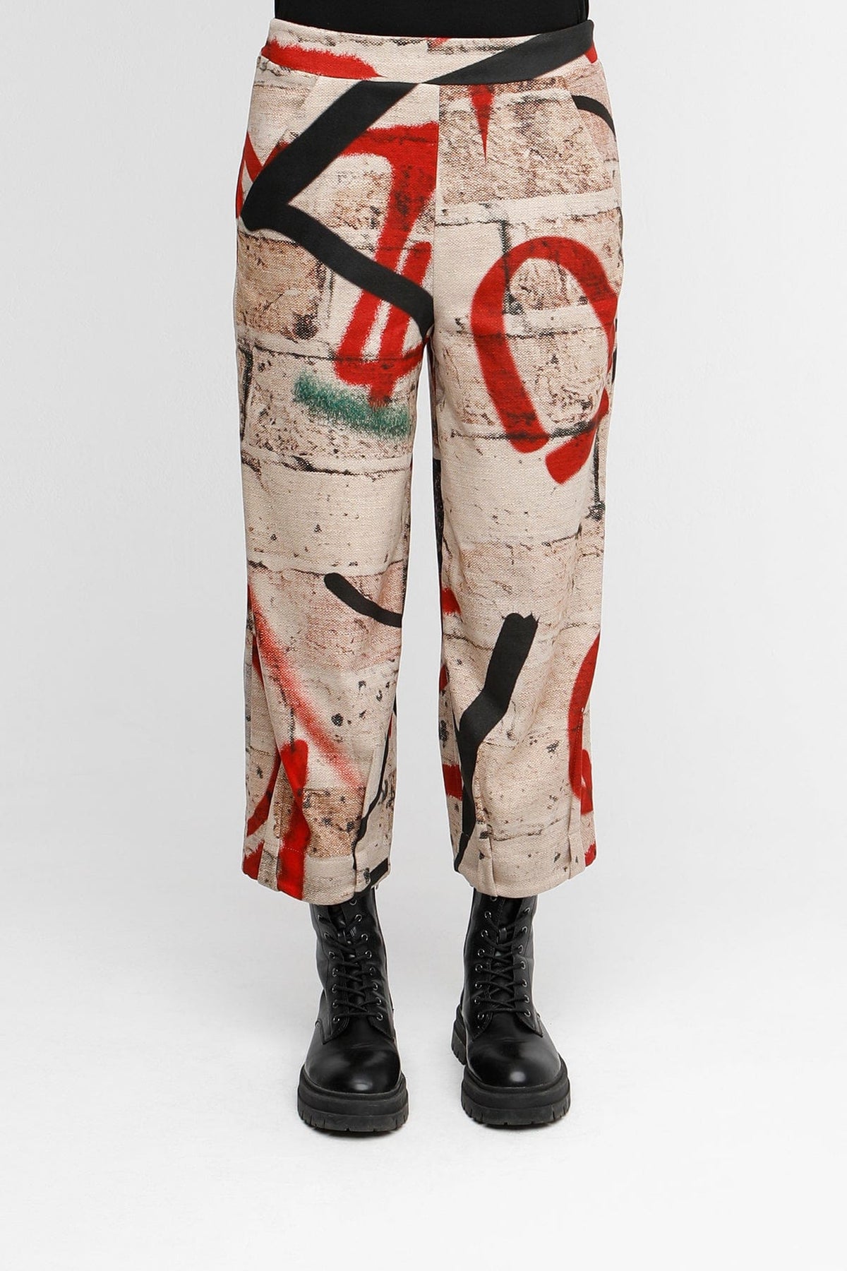 OZAI N KU Graffiti Print Barrel Leg Trouser