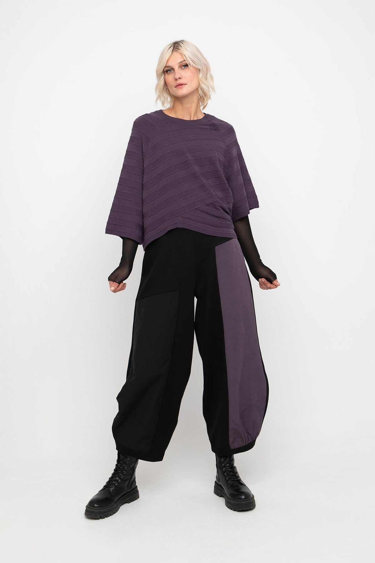 OZAI N KU Mixed Fabric Patch Trousers