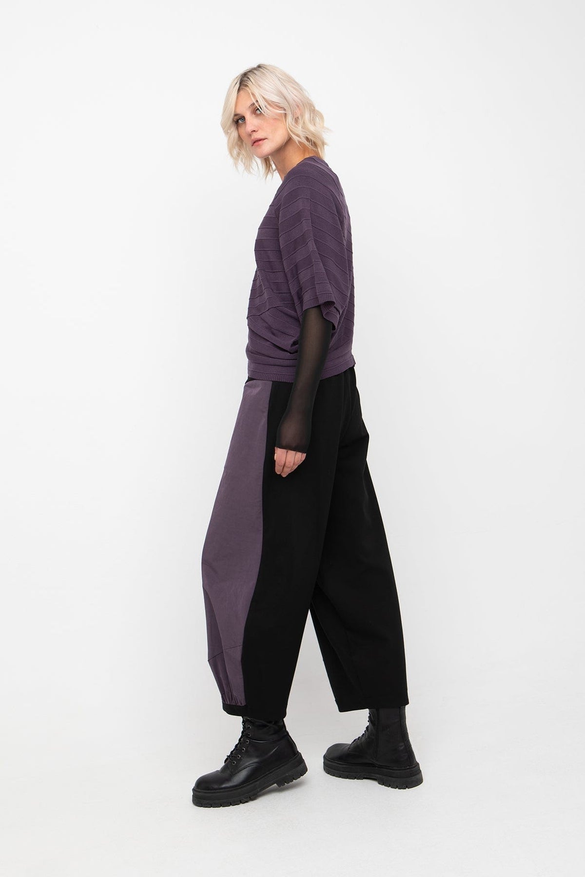 OZAI N KU Mixed Fabric Patch Trousers