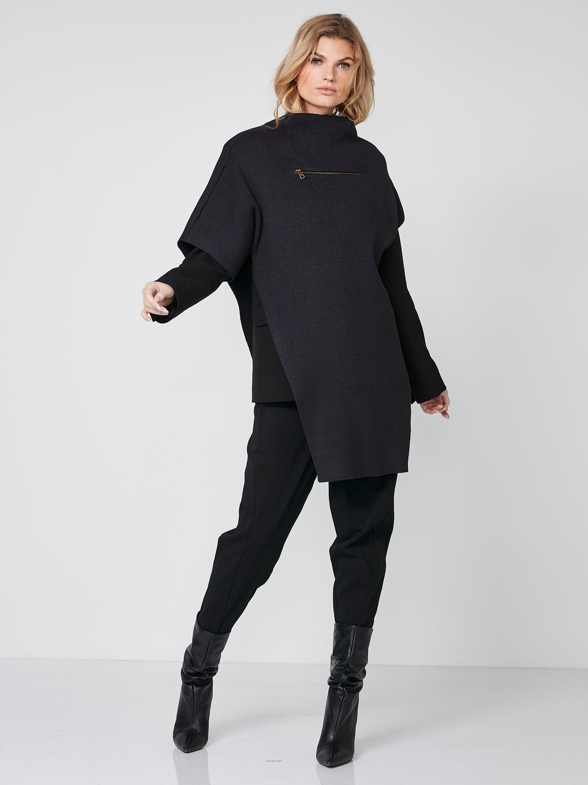 NU Zip Front Poncho Knit