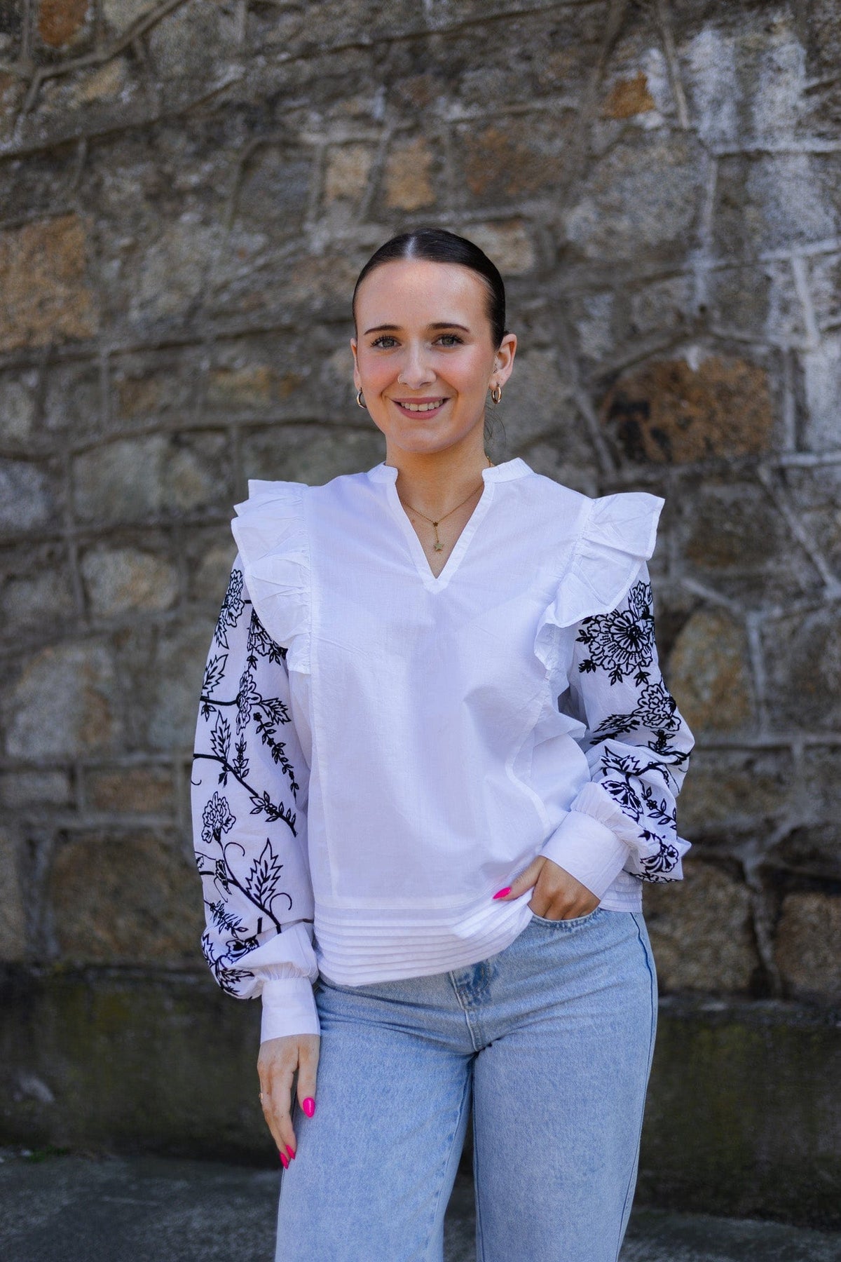 CREAM Embroidered Blouse