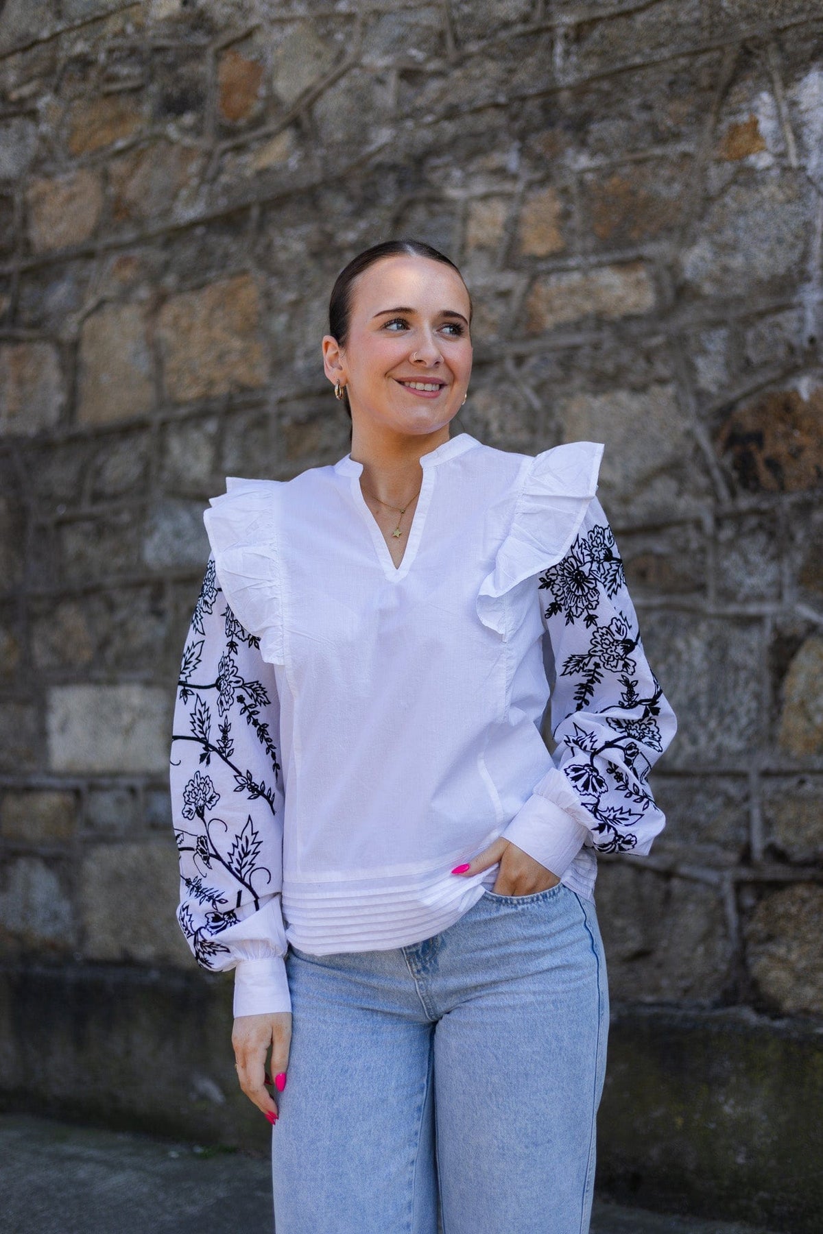 CREAM Embroidered Blouse