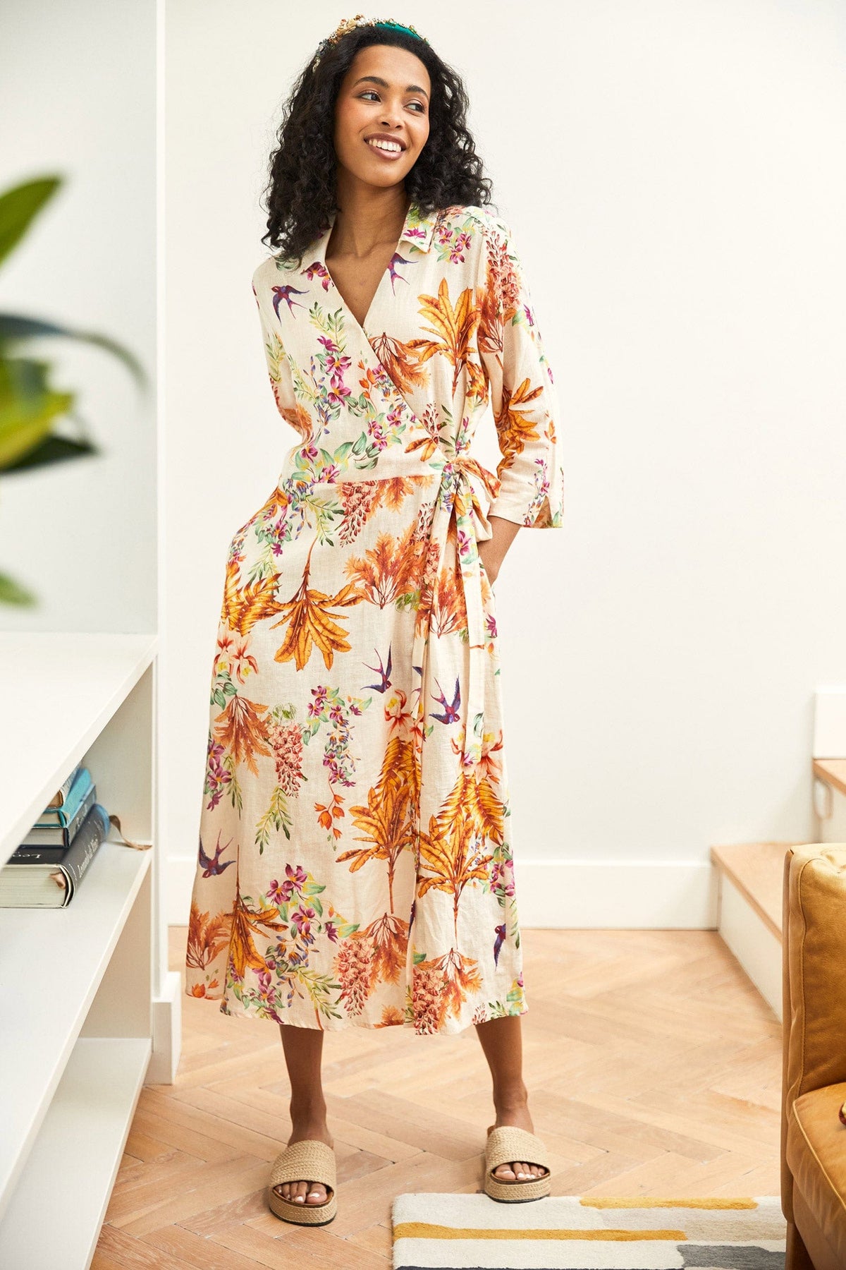 Diane Laury Linen Paradise Print Dress