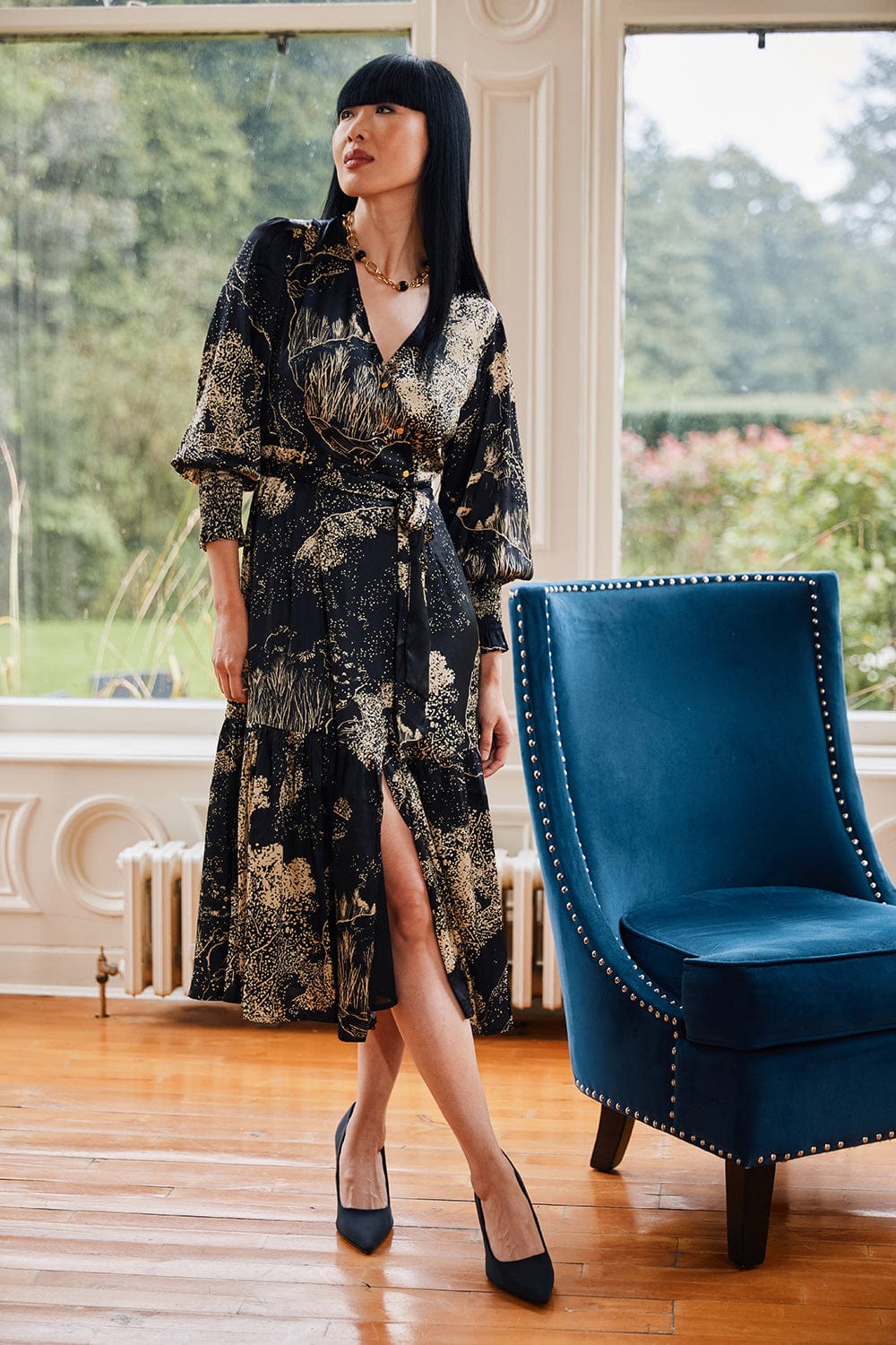 Derhy Midnight Print Wrap Dress