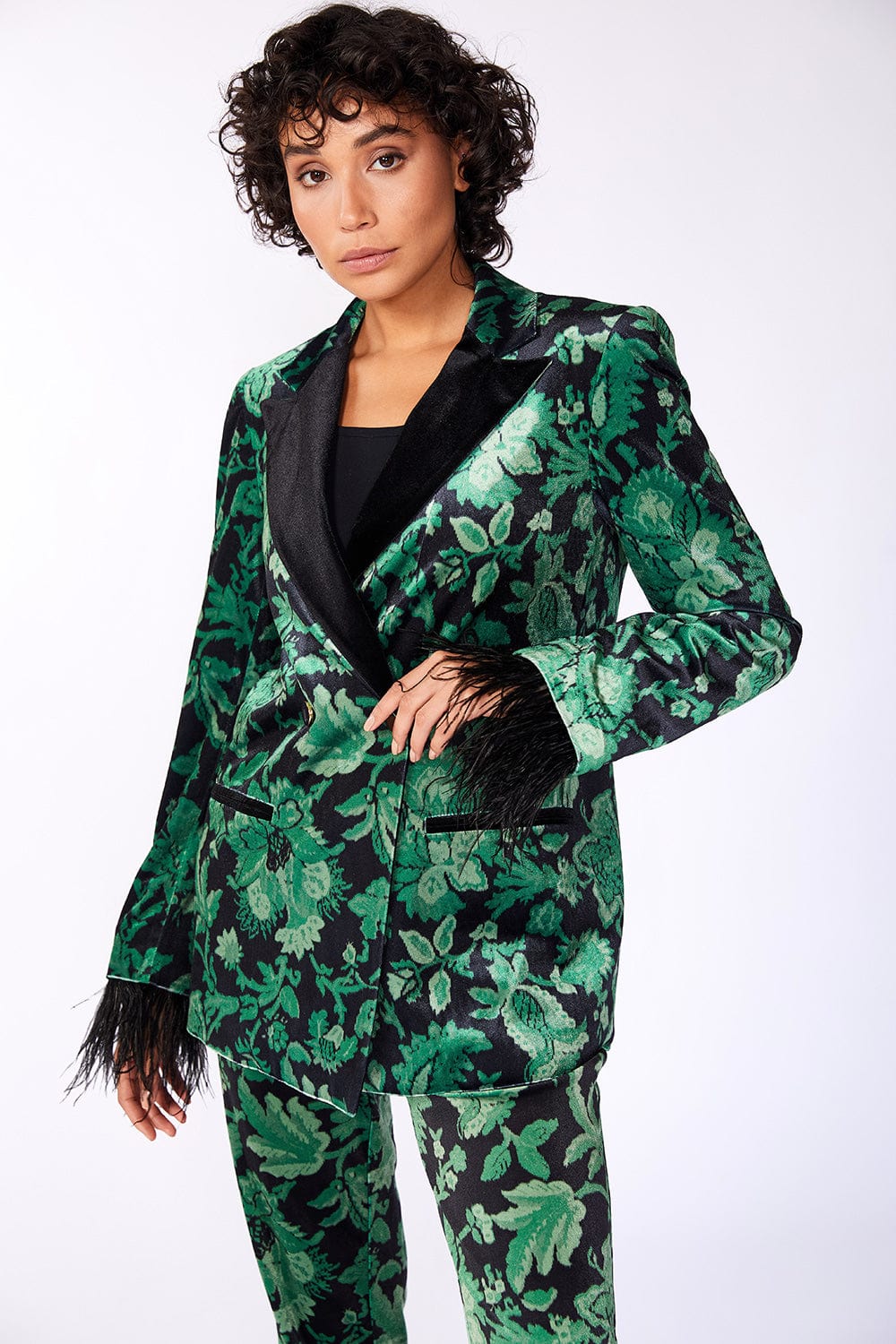 ART X Diva Print Velvet Blazer