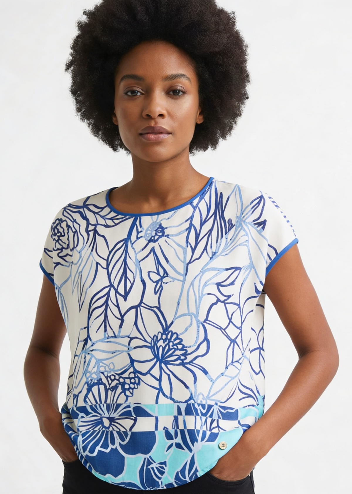 Barbara Lebek Border Print Top