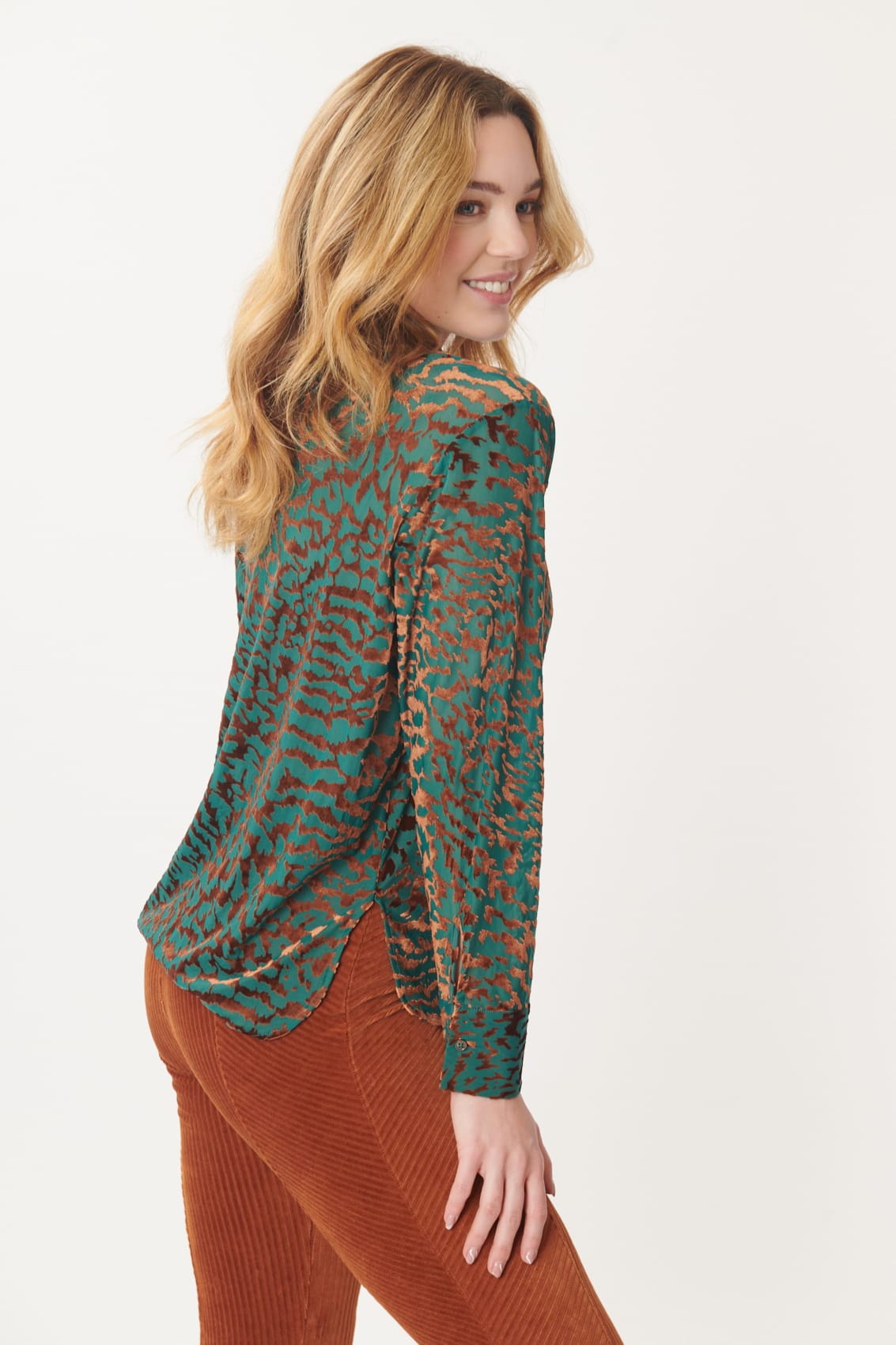 Derhy Velvet Print Blouse