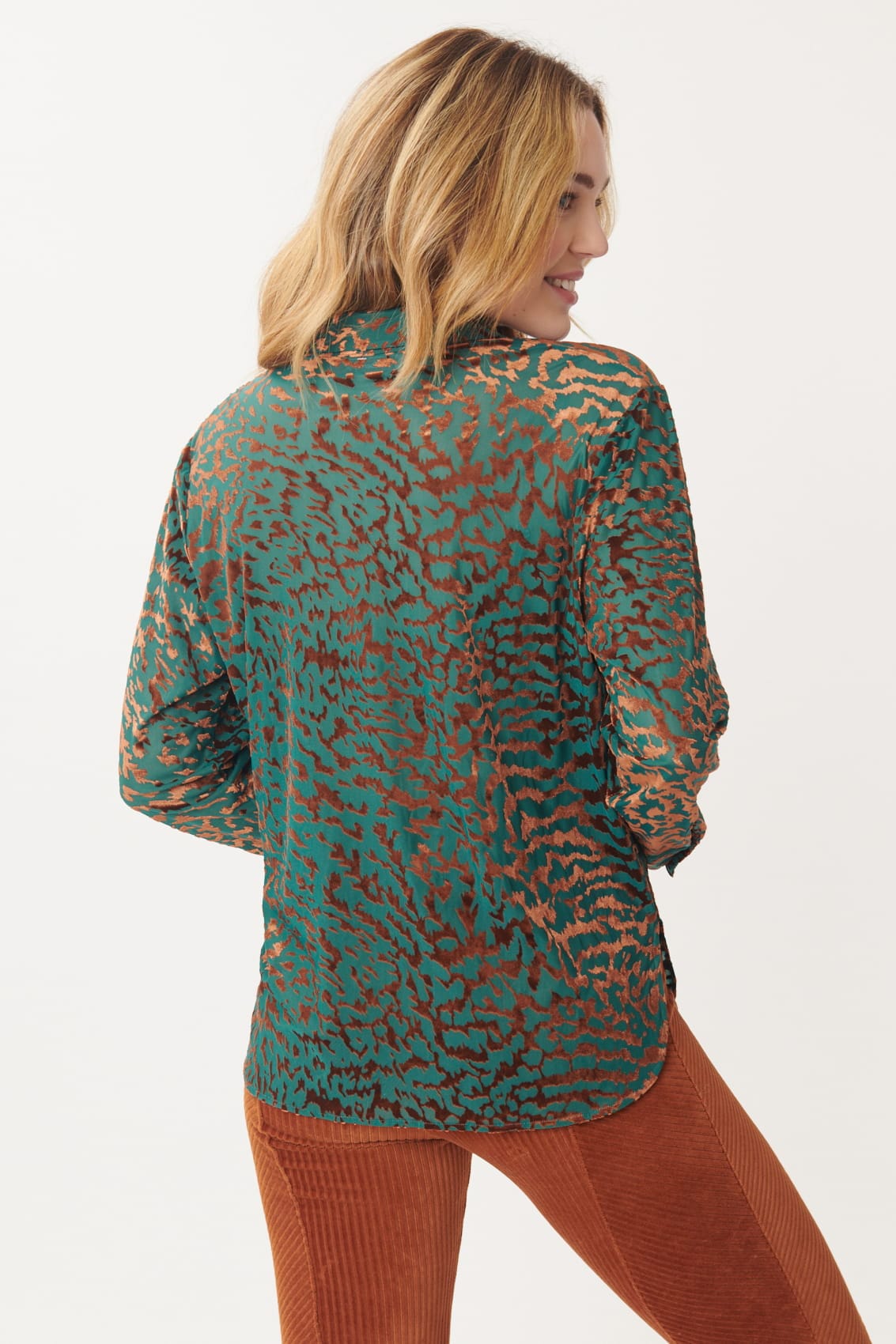 Derhy Velvet Print Blouse