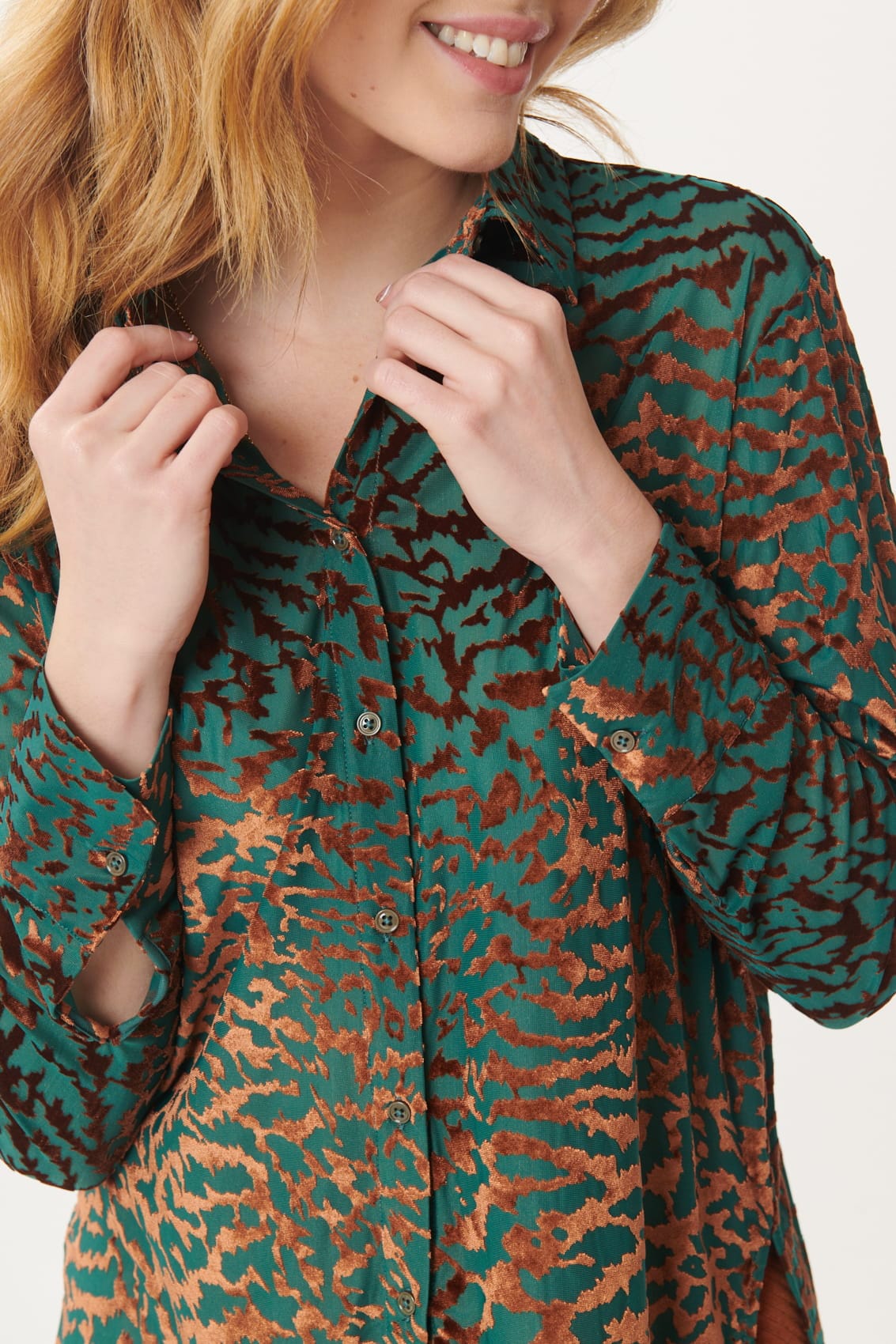 Derhy Velvet Print Blouse