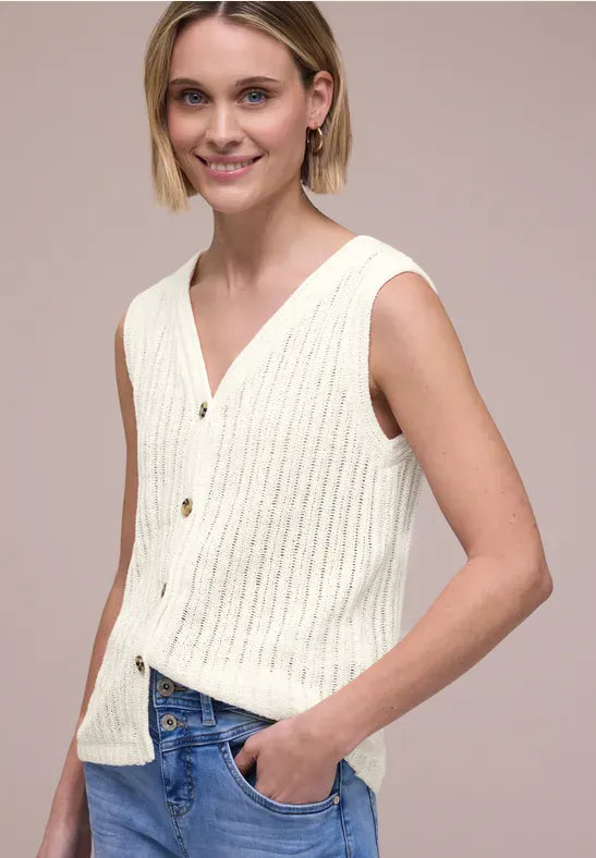 Street One Crochet Knit Waistcoat