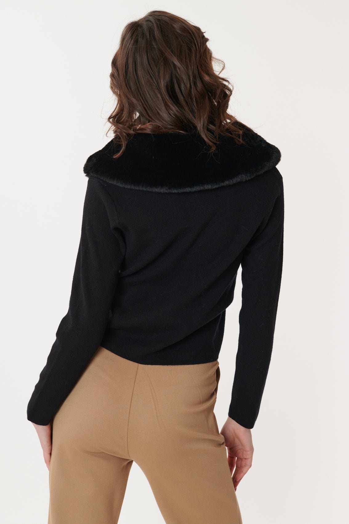 Black fur trim clearance cardigan