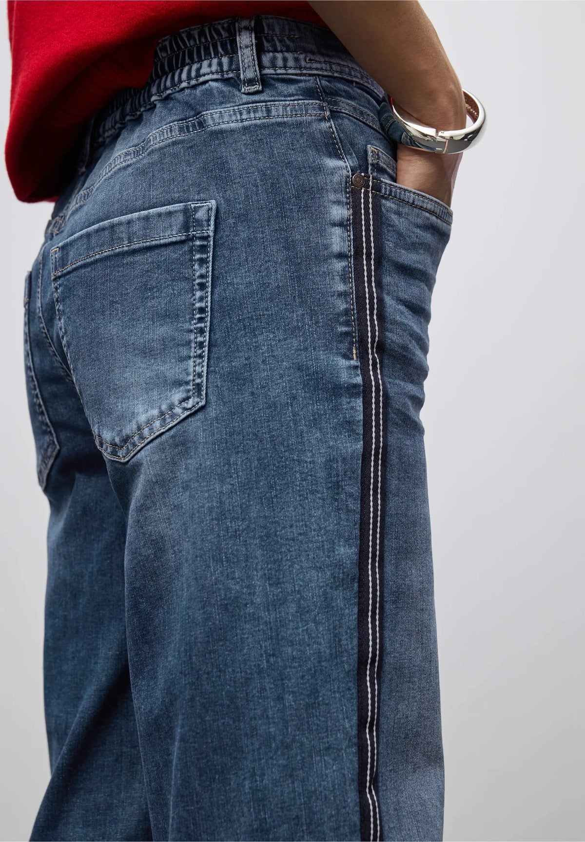 Street One Side Stripe Elasticated Jean
