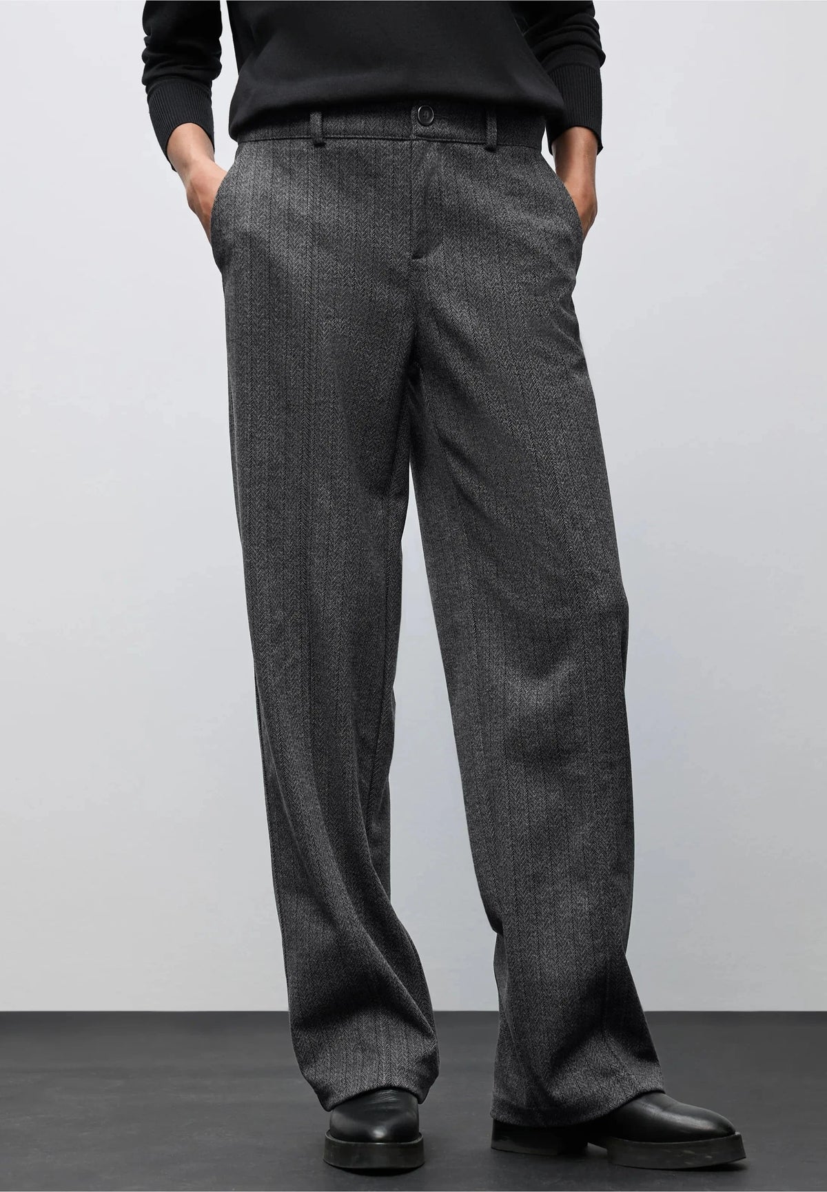 Street One Herringbone High Waisted Elasticated Trouser