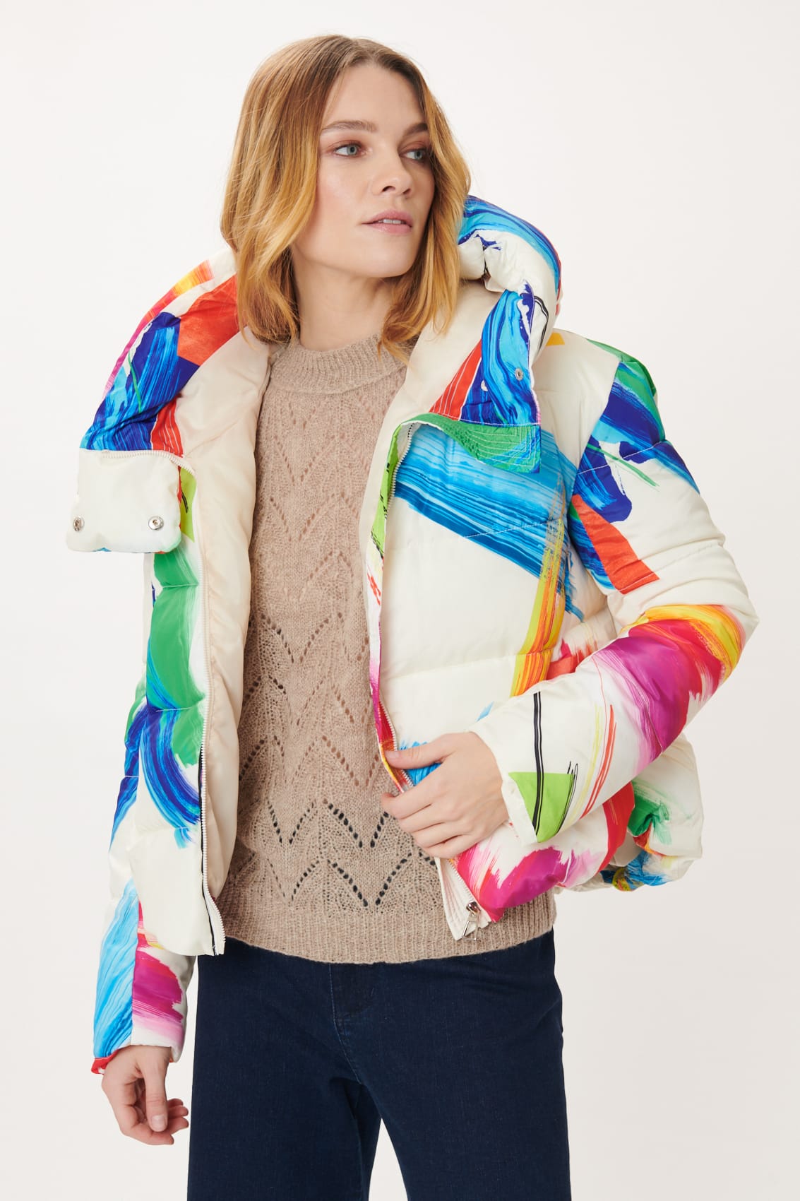 Derhy Paint Splash Puffa Coat