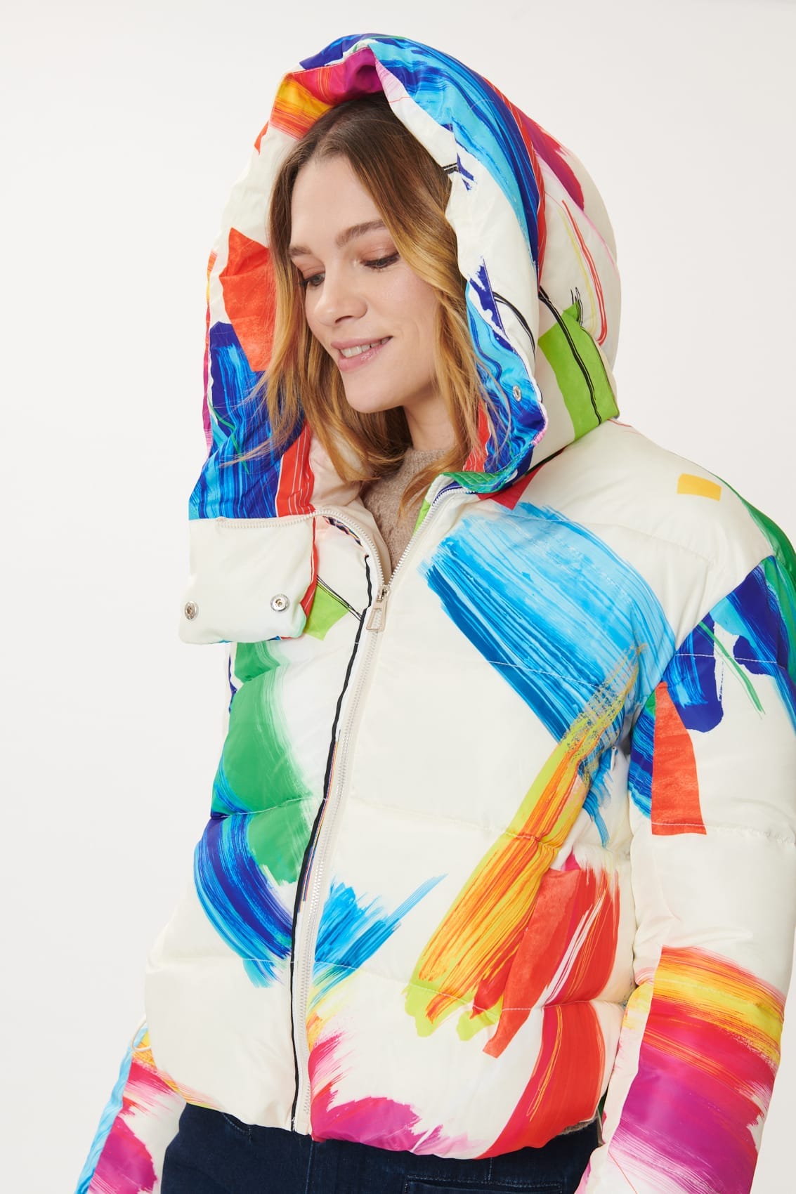 Derhy Paint Splash Puffa Coat