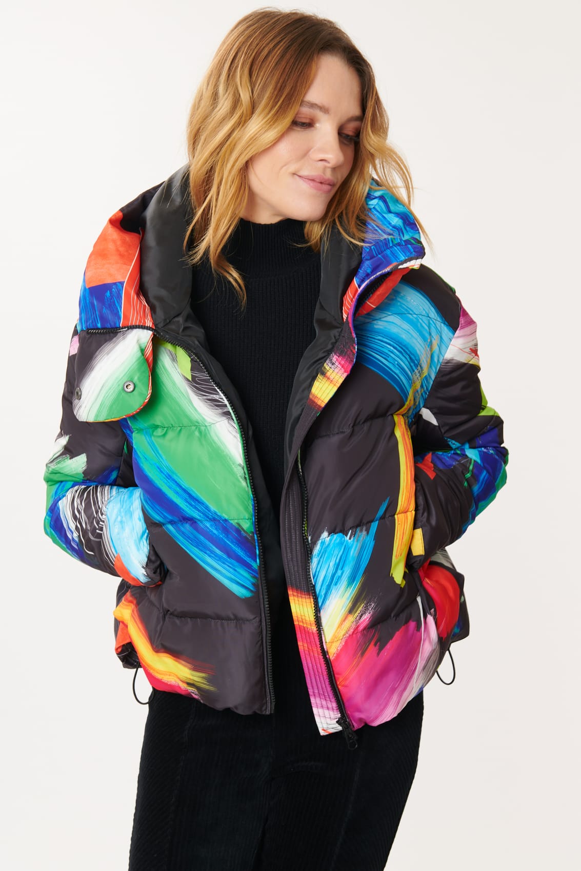 Derhy Paint Splash Puffa Coat