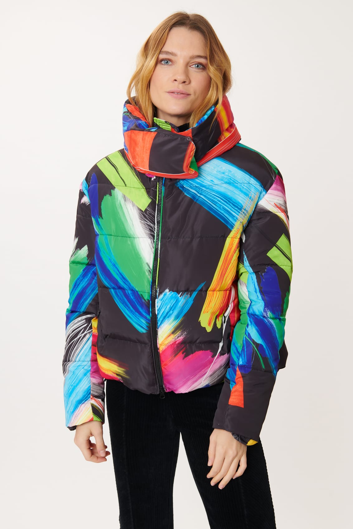 Derhy Paint Splash Puffa Coat