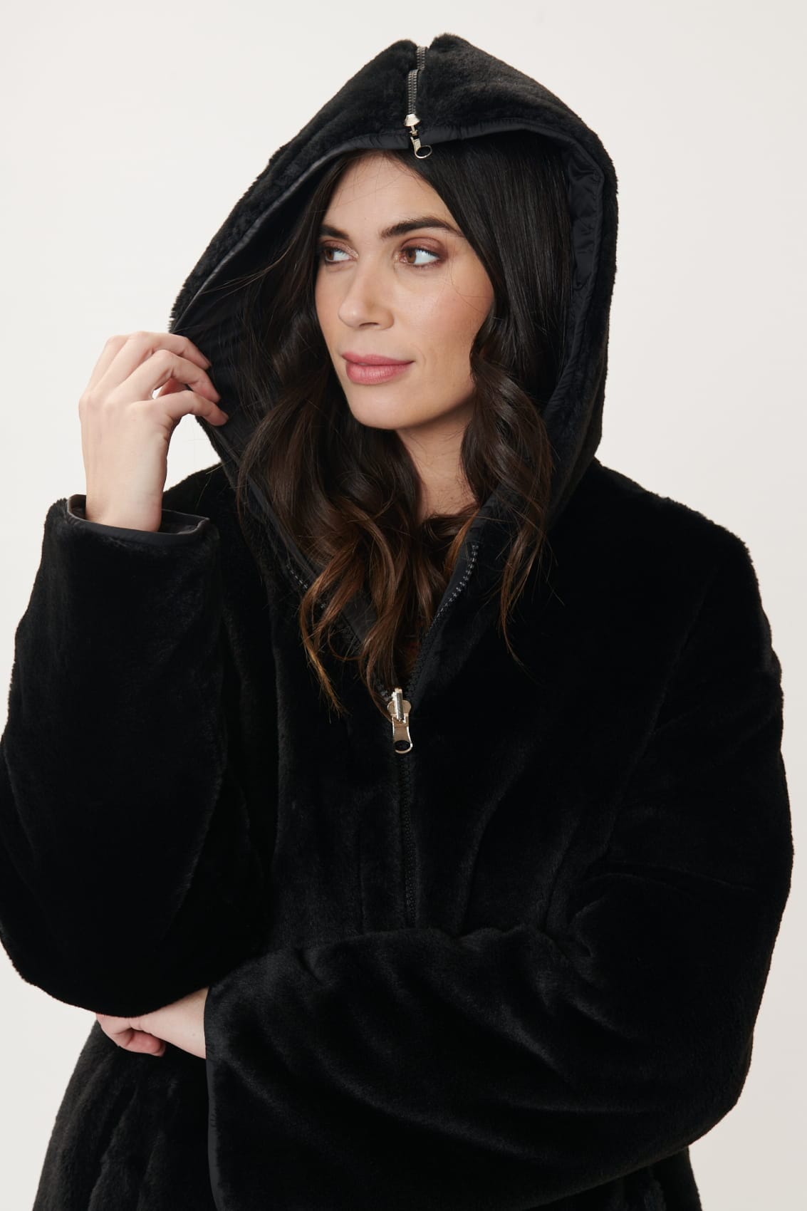 Derhy Reversible Quilted Faux Fur Coat