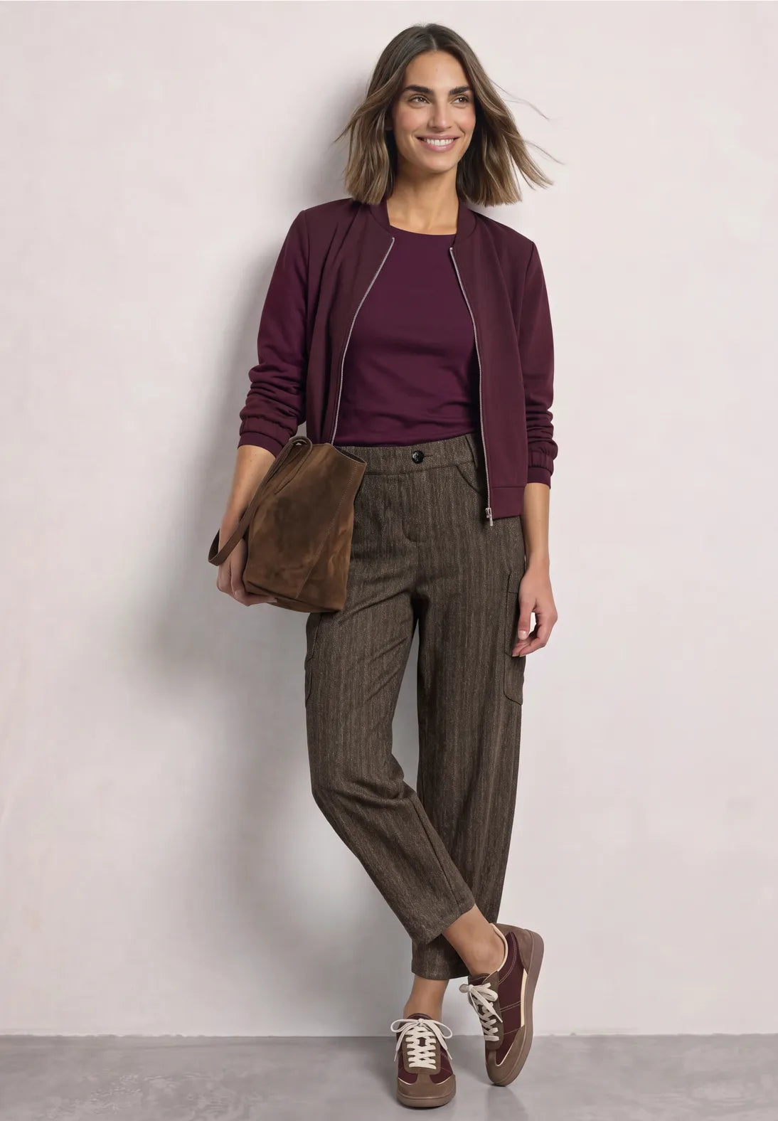 Street One Micro Check  Barrel Trouser