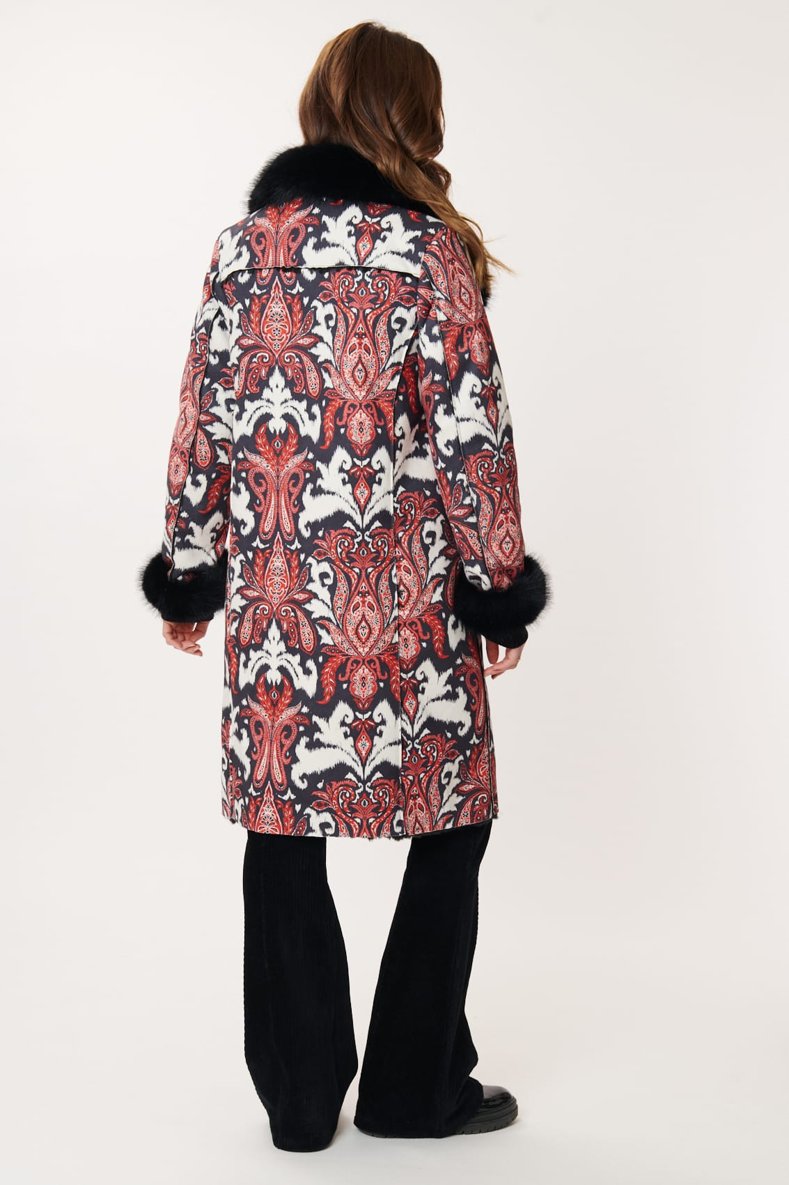 Derhy Paisley Faux Fur Coat