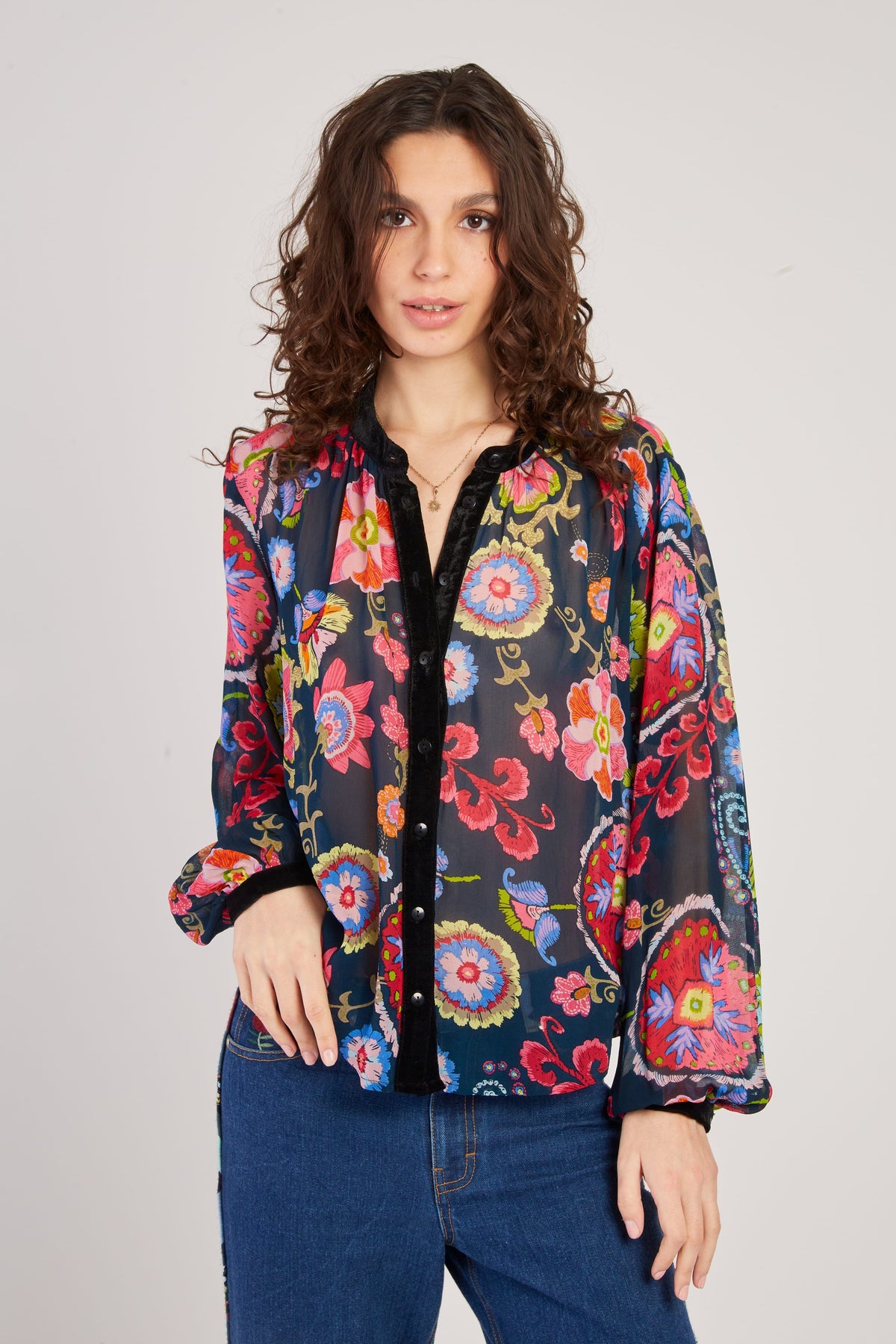 Derhy Floral Print Blouse