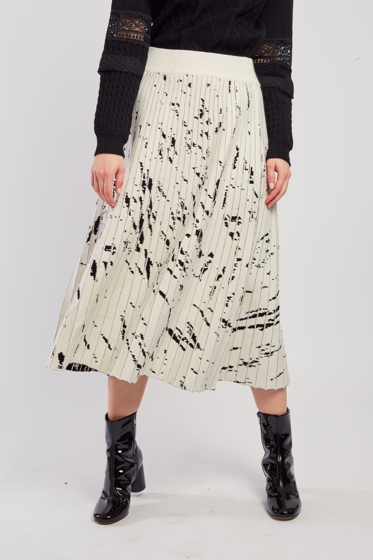 Derhy Splat Print Knit Skirt