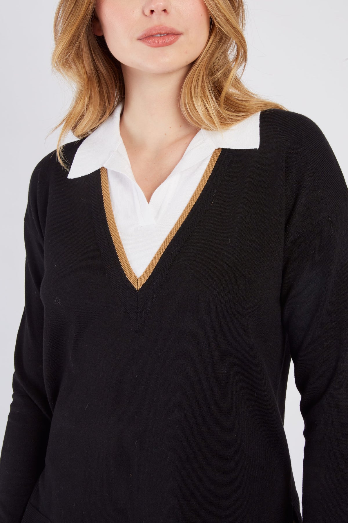 Derhy Double V-neck Knit Top