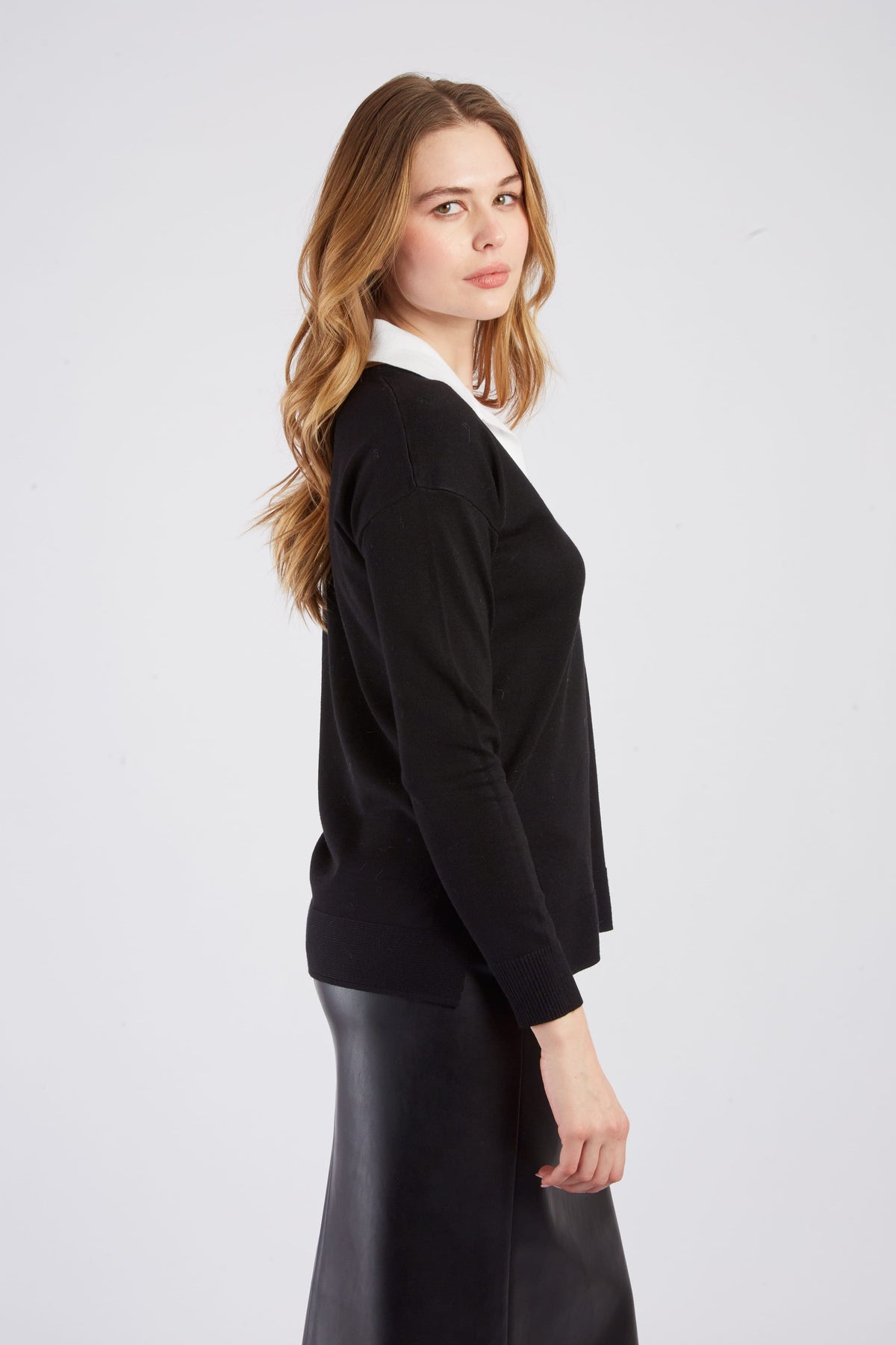 Derhy Double V-neck Knit Top